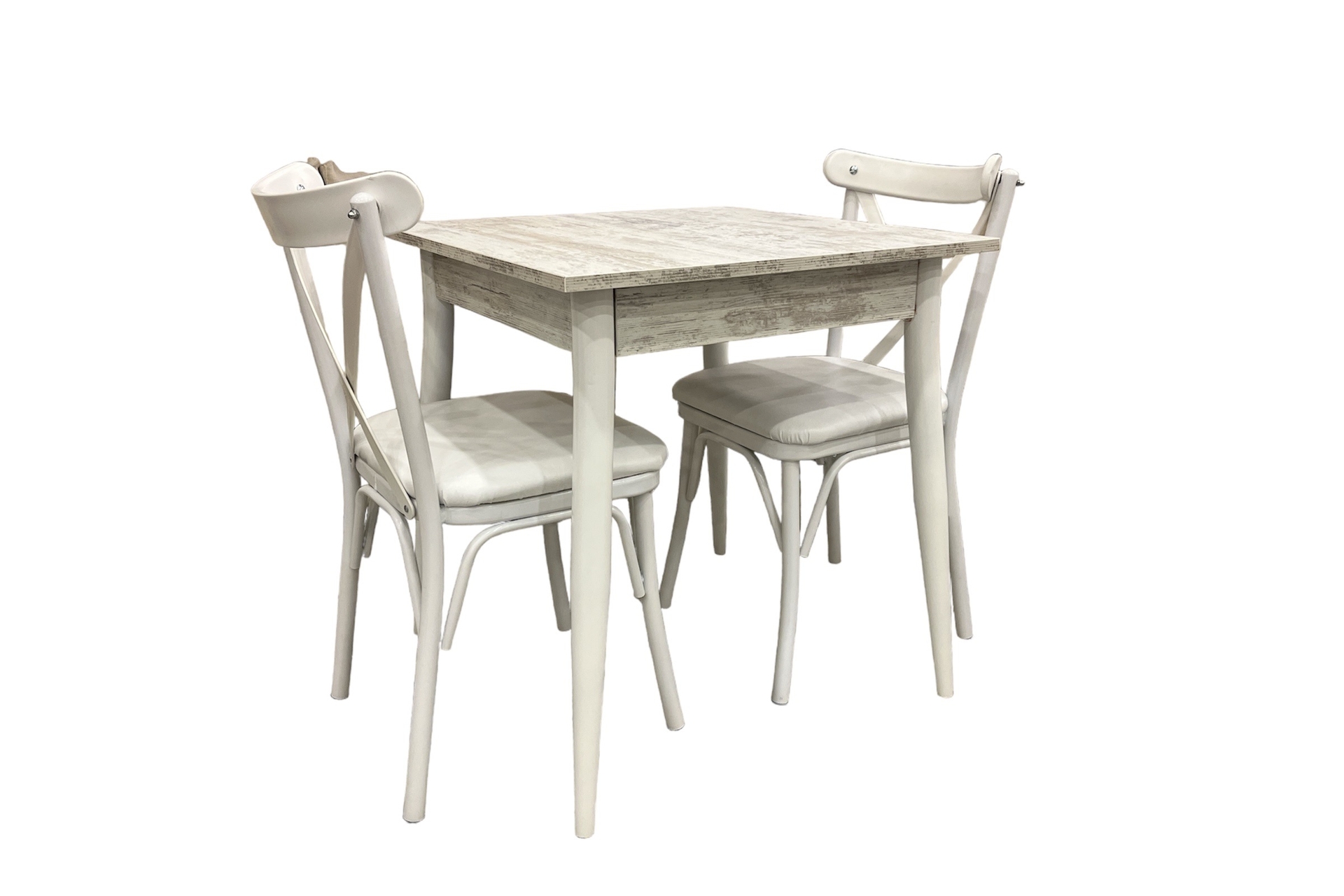 MENDEL MASA VE BAHAR ÇAPRAZ SANDALYE TAKIMI, KRİSTAL, 70X70