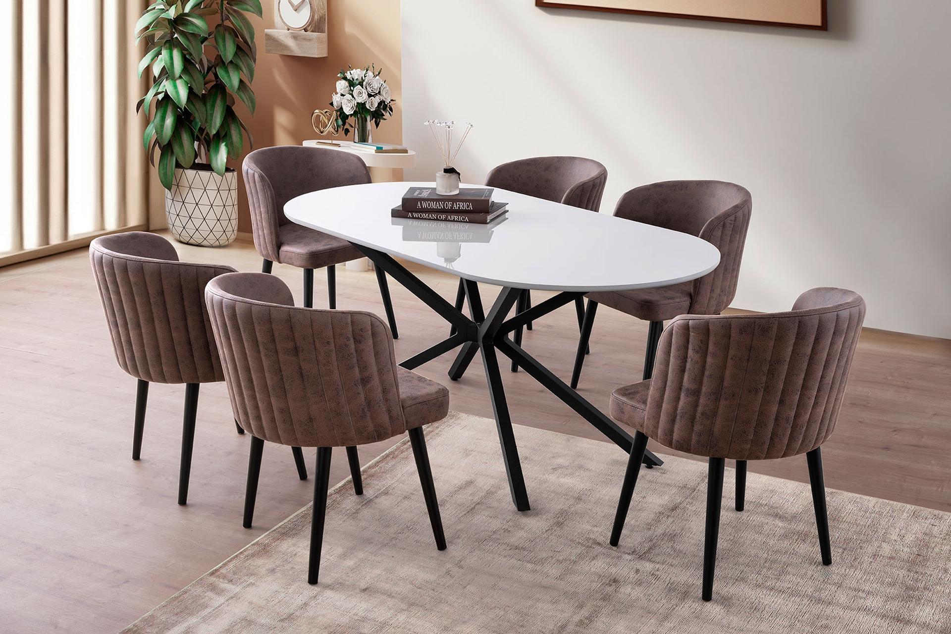 LİRONA MASA, ZARA SANDALYE, SELENİTY, 180X90