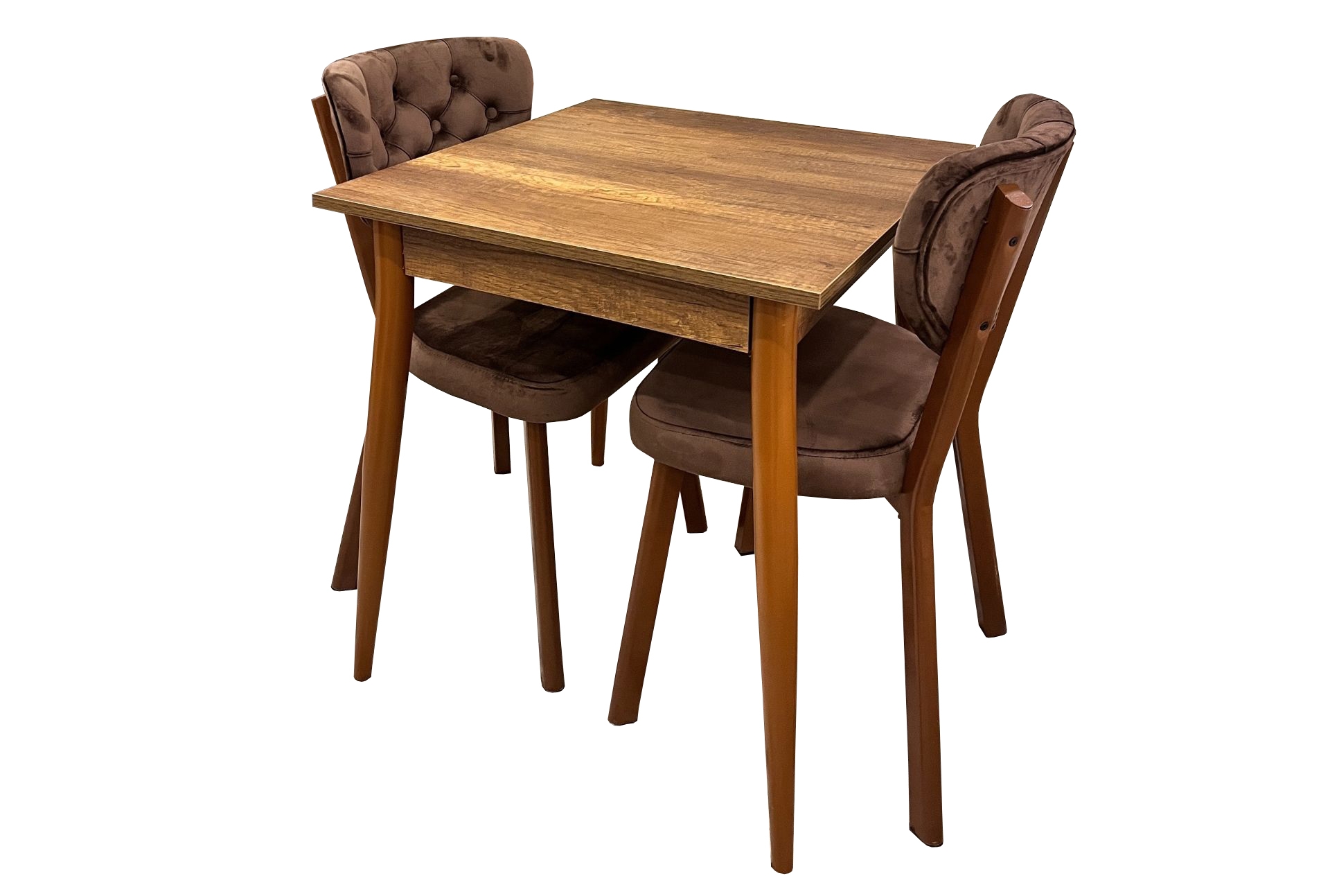 MENDEL MASA VE RİVONE SANDALYE TAKIMI, BAROK CEVİZ, 70X70