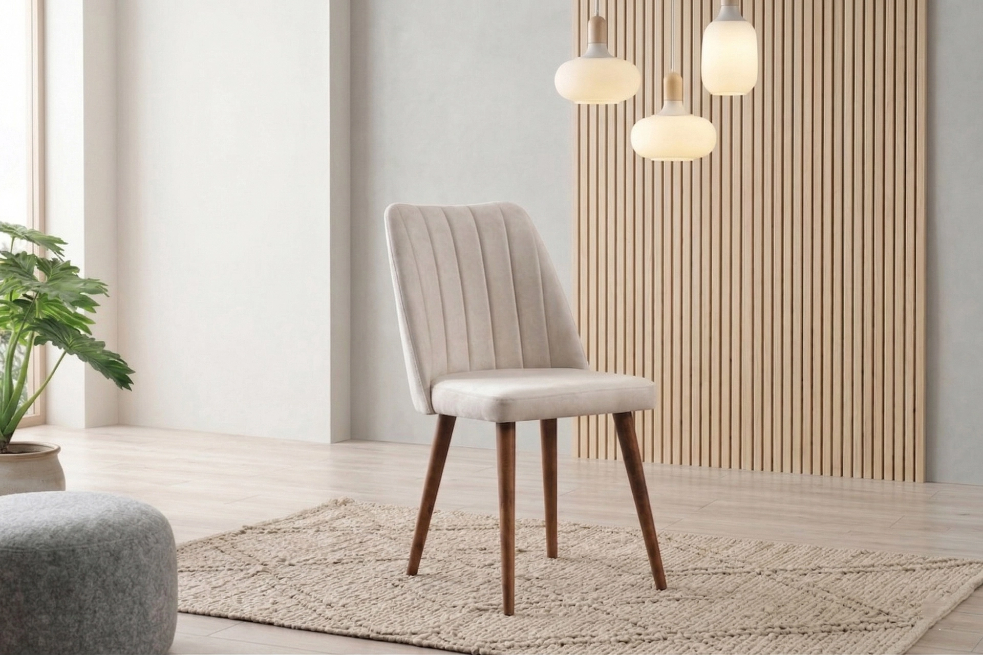 ARMİN MASA VE CANNES SANDALYE TAKIMI, KREM CEVİZ, 130X80