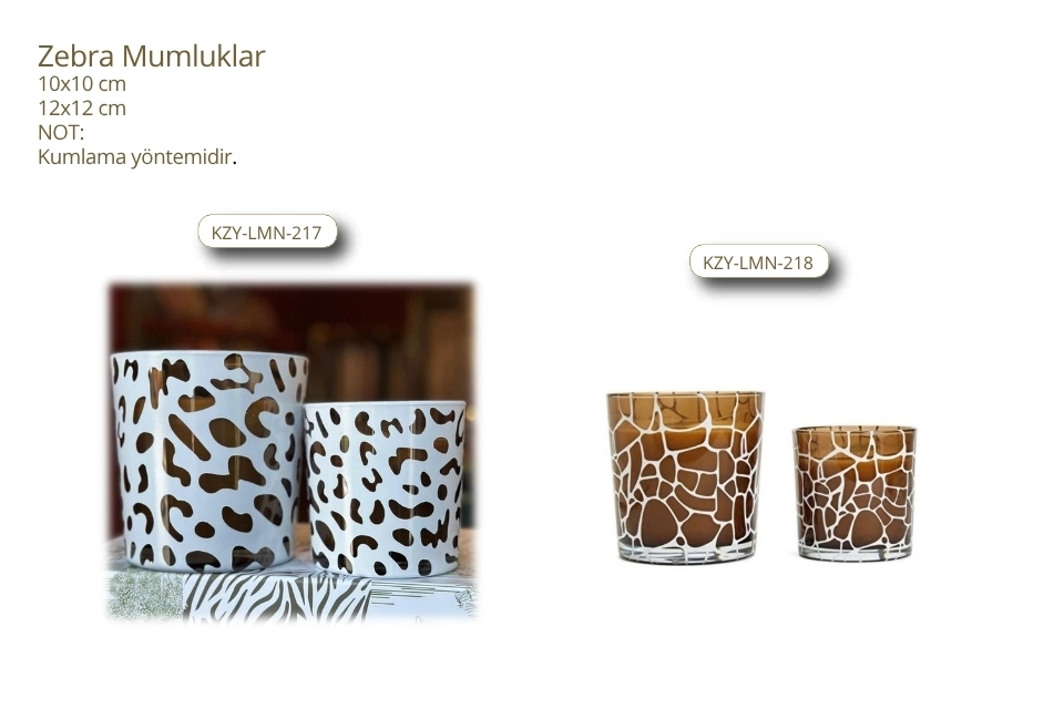 ZEBRA DESENLI CAM MUMLUK - 10X10  CM / 12X12 CM