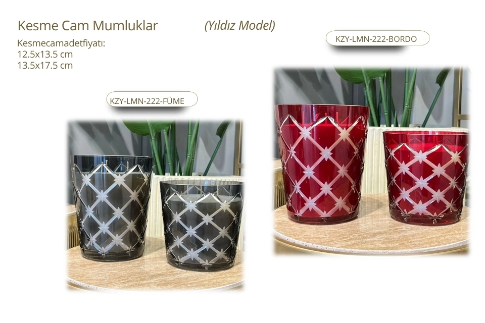 KESME CAM MUMLUK (ÇIZGI MODEL) - SARI - 12.5X13.5 CM / 13.5X17.5 CM