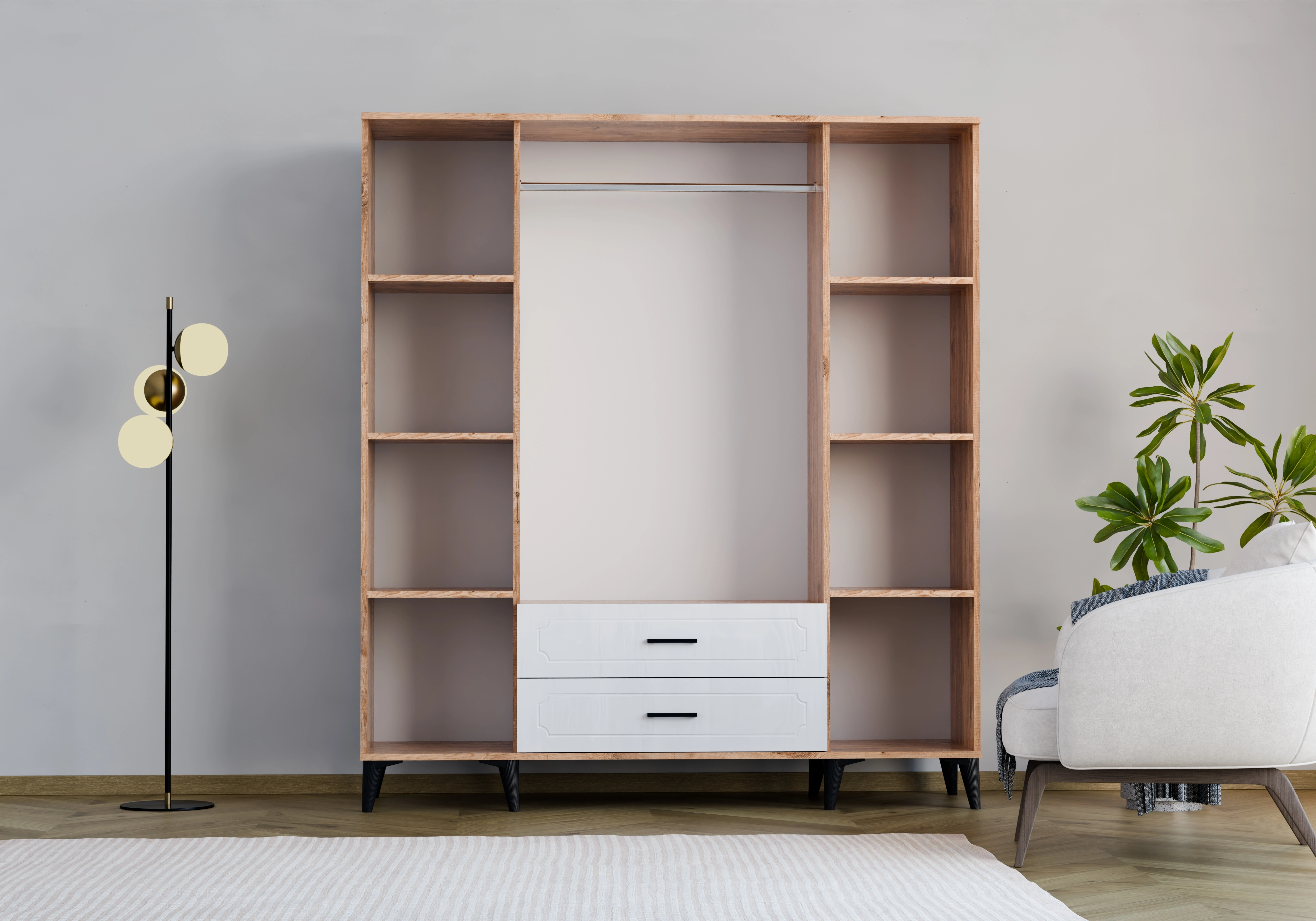 UZAY CUNTRY 4 KAPILI 2 ÇEKMECELİ DOLAP ATLANTİK ÇAM