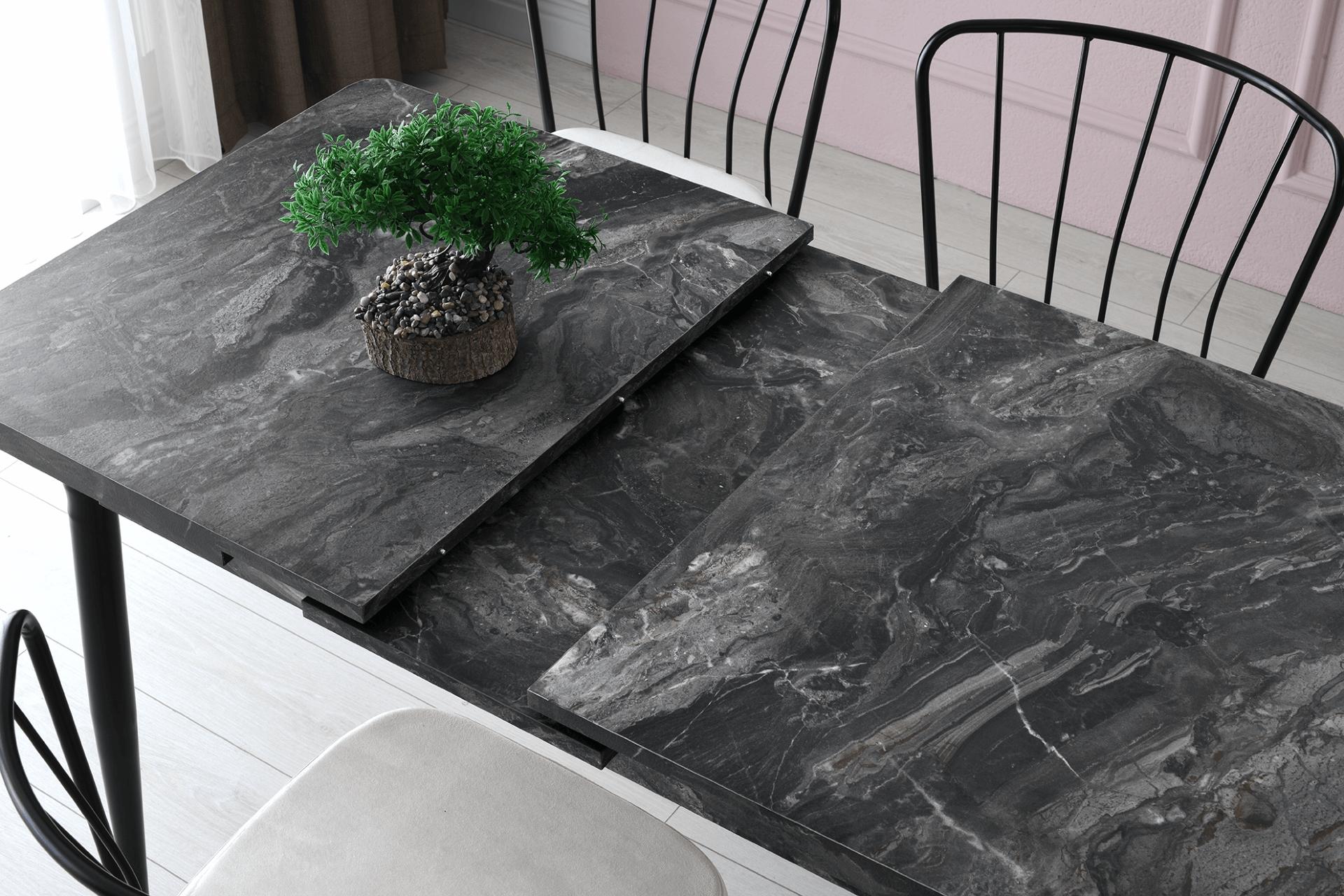 AY MASA VE SANDALYE BENCH TAKIMI, HARDAL SİYAH, 120x70