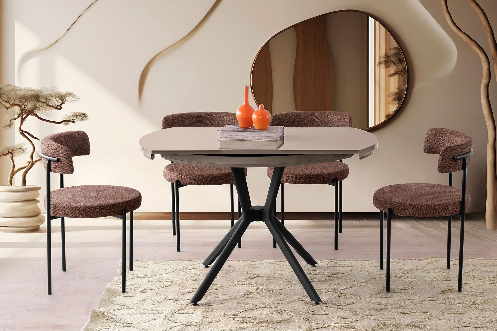 TALİN MASA, ROLLS METAL SANDALYE, SELENİTY, 120X70