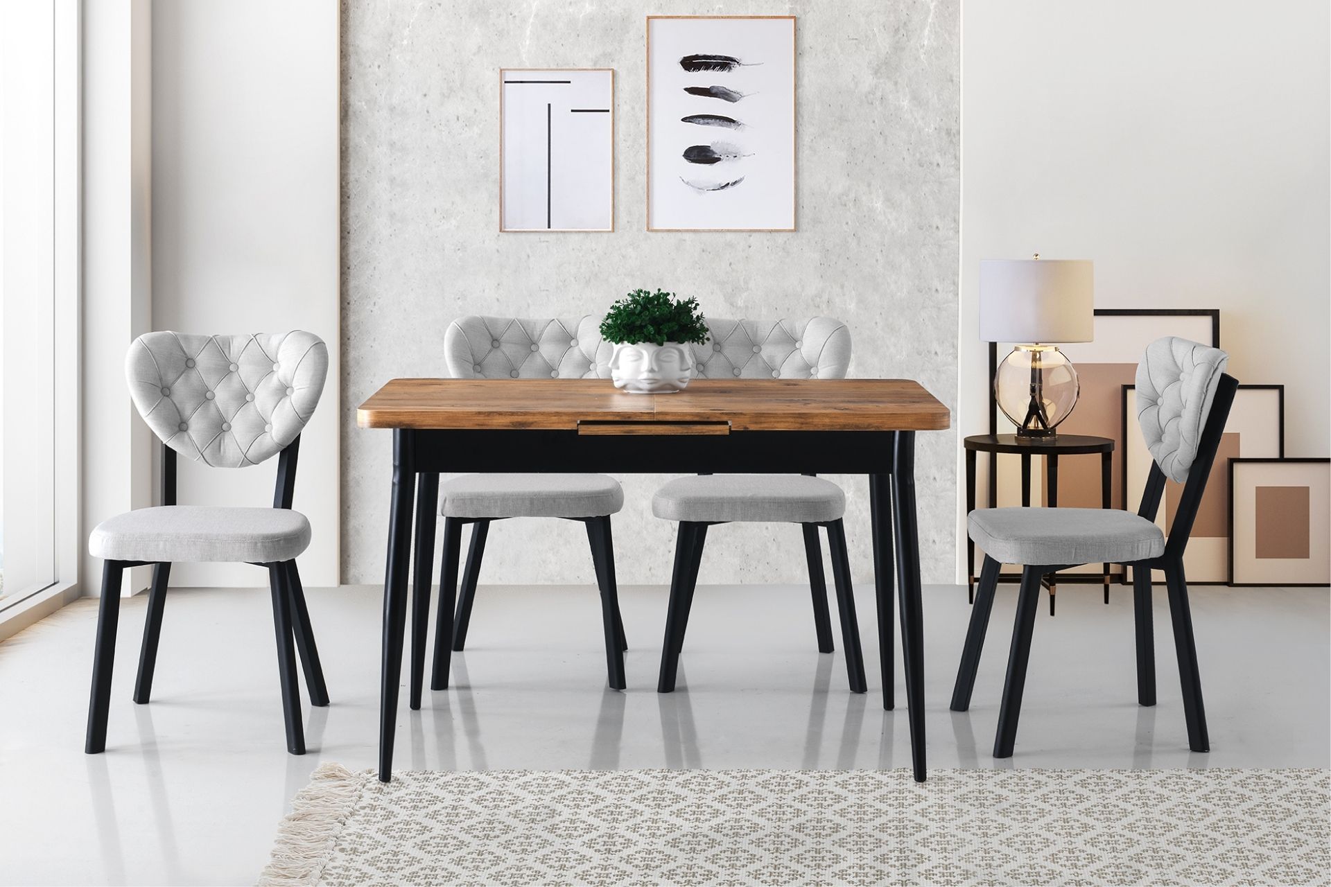 AY MASA, RİVONE SANDALYE, ATLANTİK ÇAM, 120x70