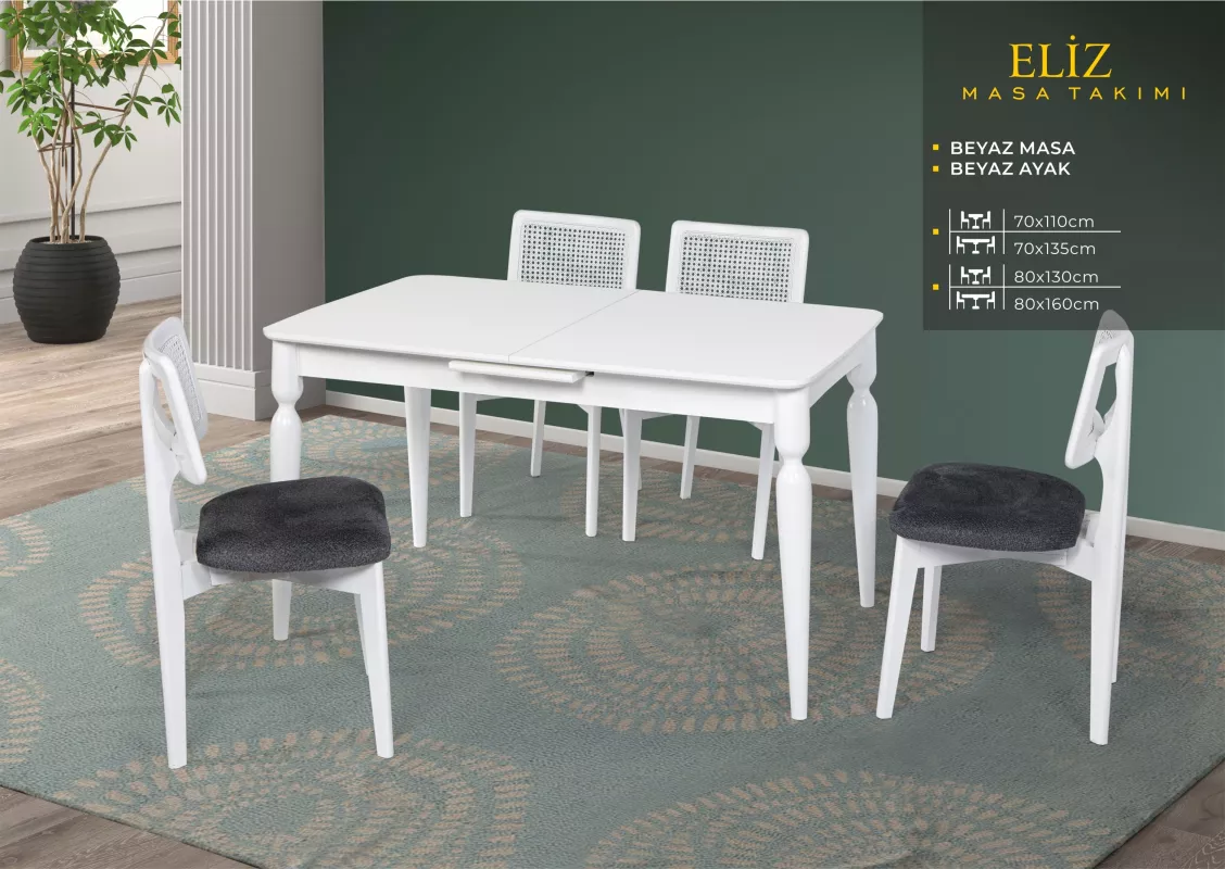 ELİZ MASA, ZİON SANDALYE, BEYAZ, BEYAZ