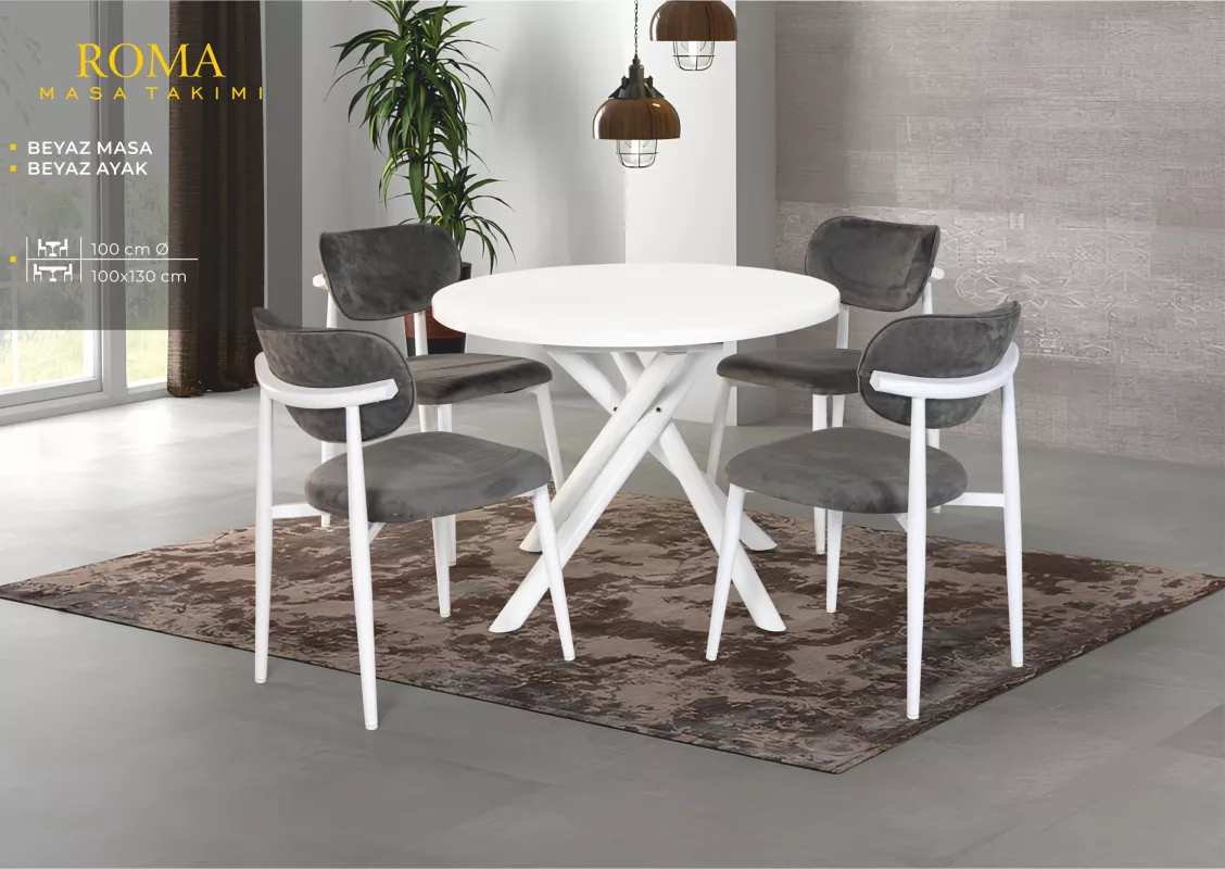 ROMA MASA, UMAY METAL SANDALYE, BEYAZ, BEYAZ