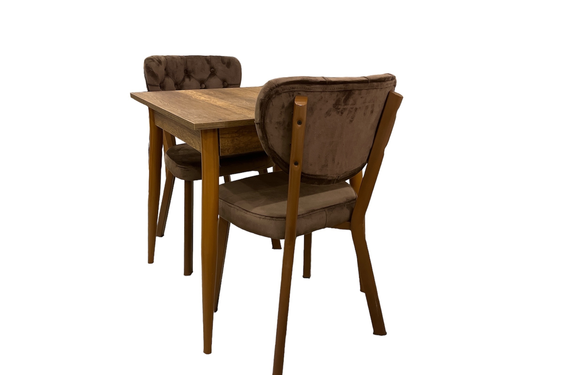 MENDEL MASA VE RİVONE SANDALYE TAKIMI, BAROK CEVİZ, 70X70