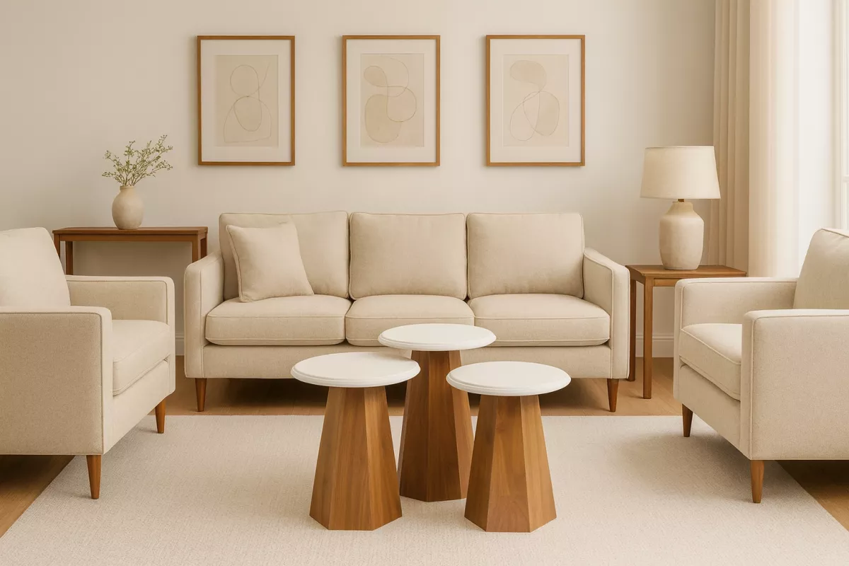 PRİZMA ZİGON SEHPA, CEVİZ-EKRU