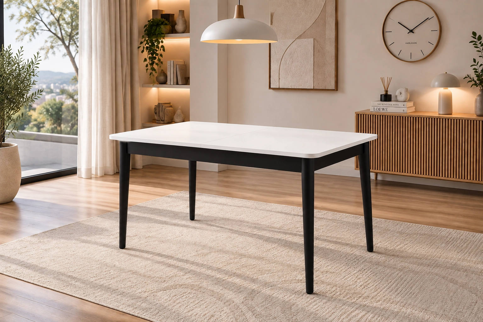 FİNİKE MASA, UMAY SANDALYE, BEYAZ, 130x80