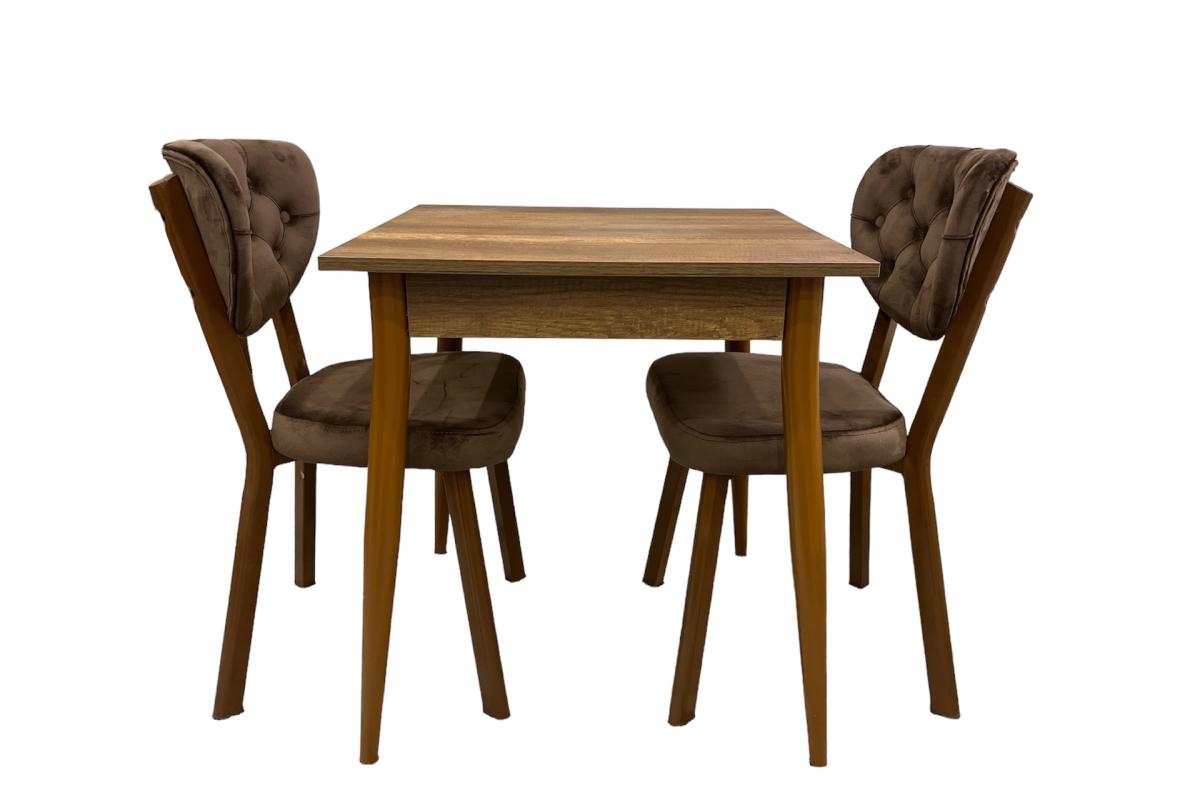 MENDEL MASA VE RİVONE SANDALYE TAKIMI, BAROK CEVİZ, 70X70