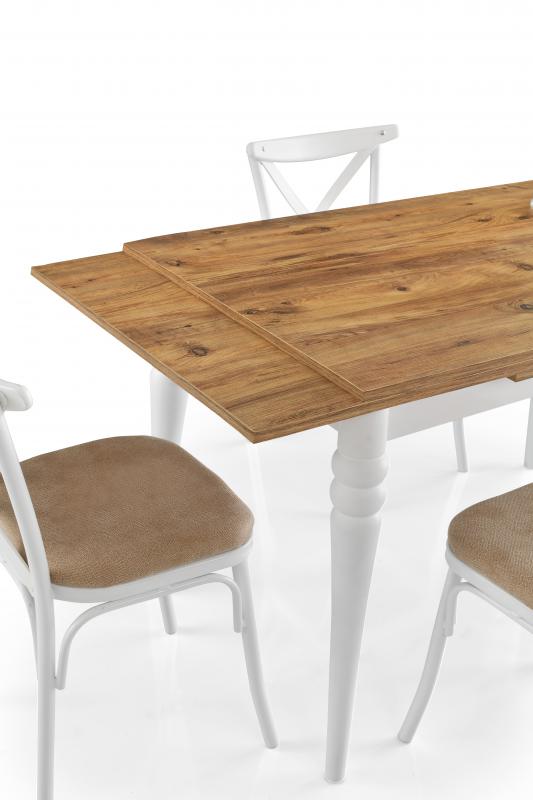 SALİVA MASA, BAHAR ÇAPRAZ SANDALYE, KAHVE BEYAZ, 110x70