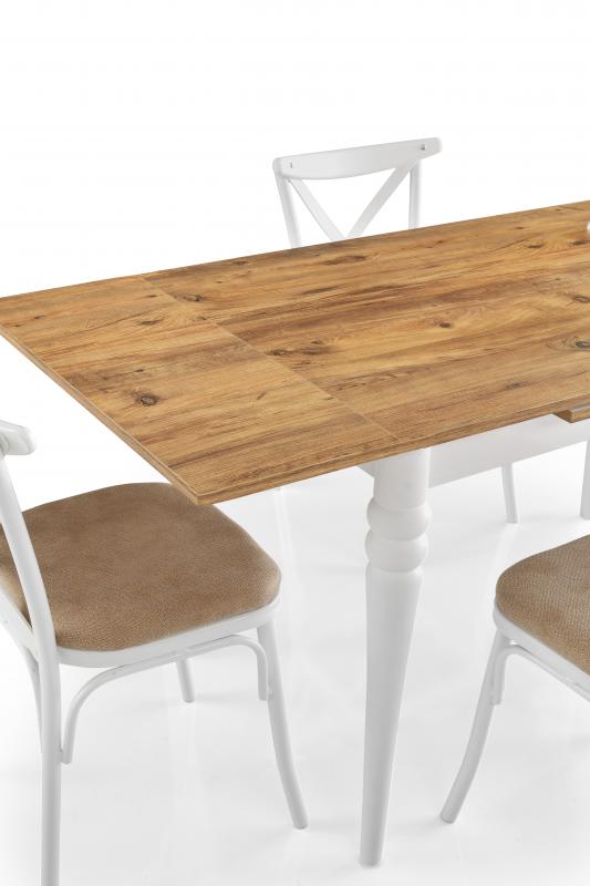 SALİVA MASA, BAHAR ÇAPRAZ SANDALYE, KAHVE BEYAZ, 110x70