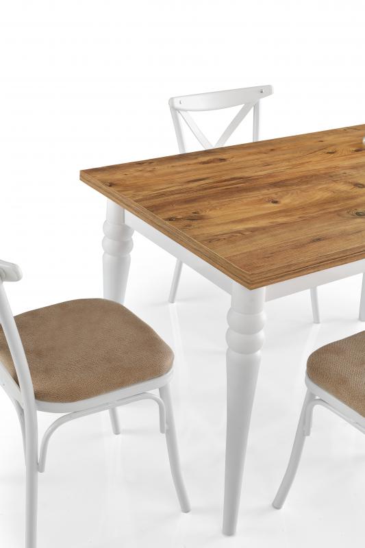 SALİVA MASA, BAHAR ÇAPRAZ SANDALYE, KAHVE BEYAZ, 110x70