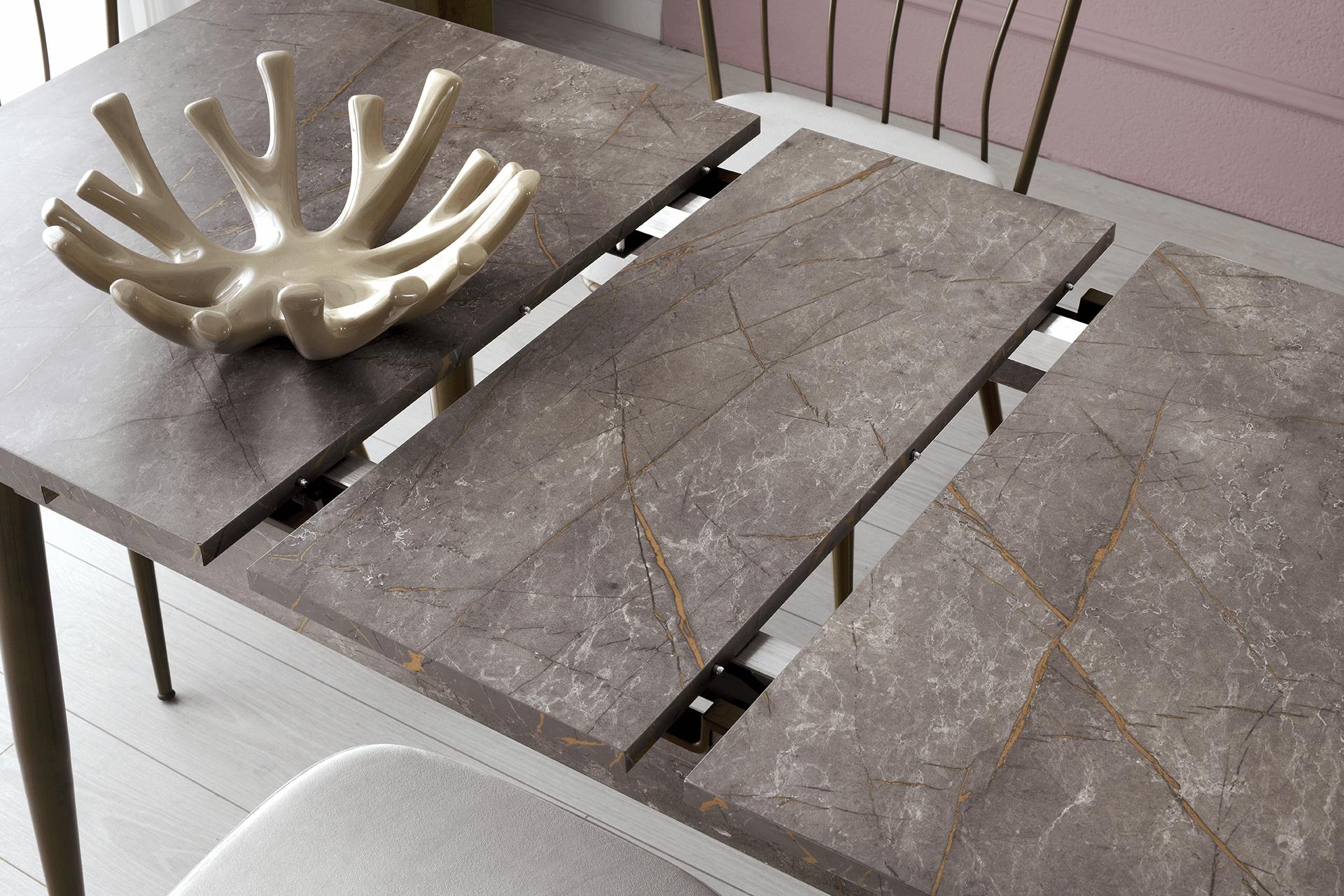 AY MASA VE SANDALYE BENCH TAKIMI, KAHVE GOLD, 120x70