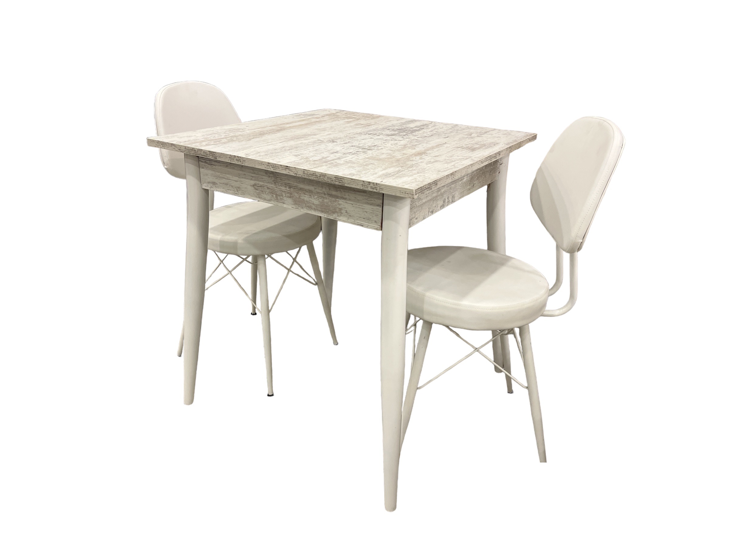 MENDEL MASA VE EYFEL SANDALYE TAKIMI, KRİSTAL, 70x70