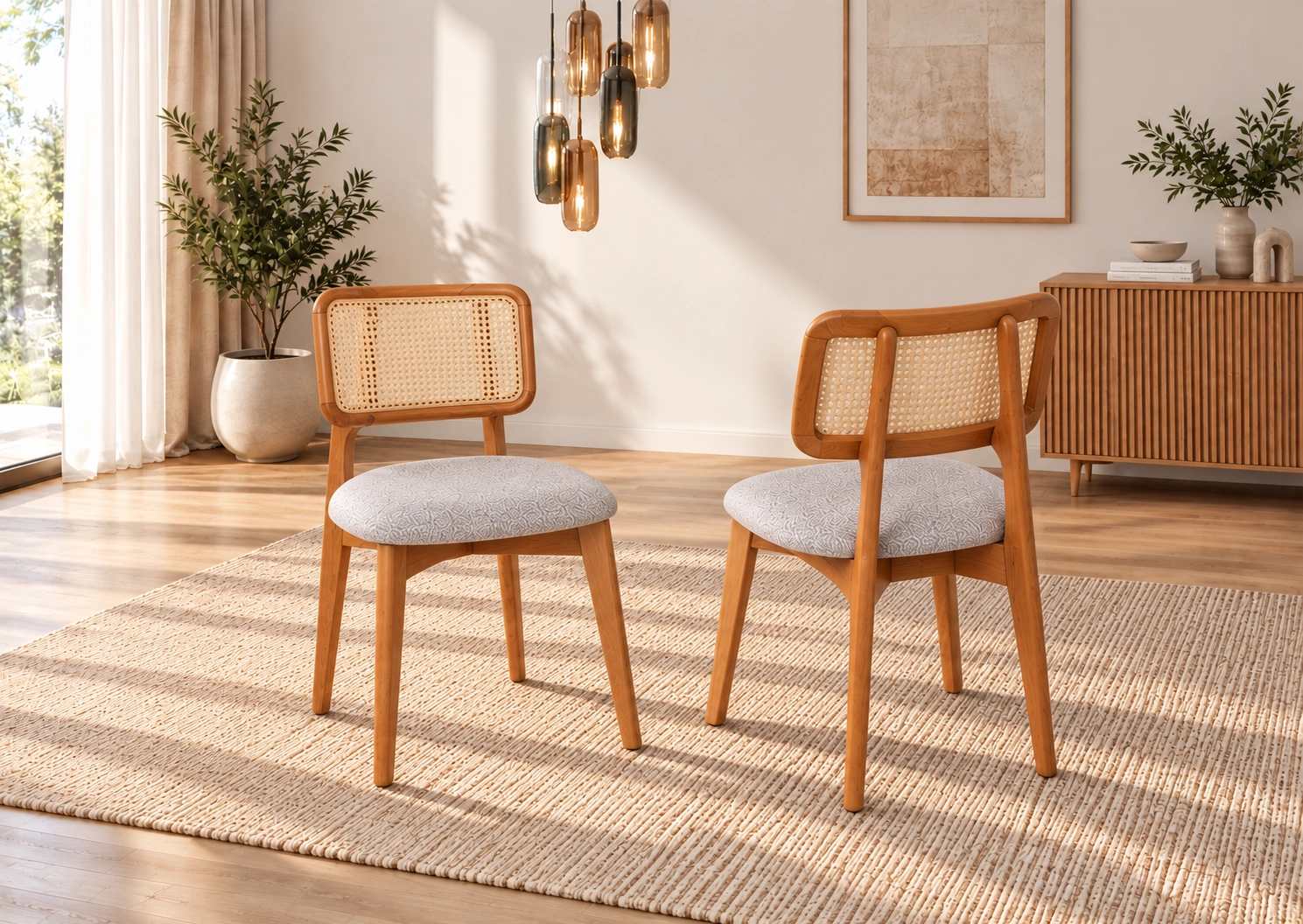 BOHEM MASA, ZİON SANDALYE, EKRU, NATURAL, FIÇI AYAK