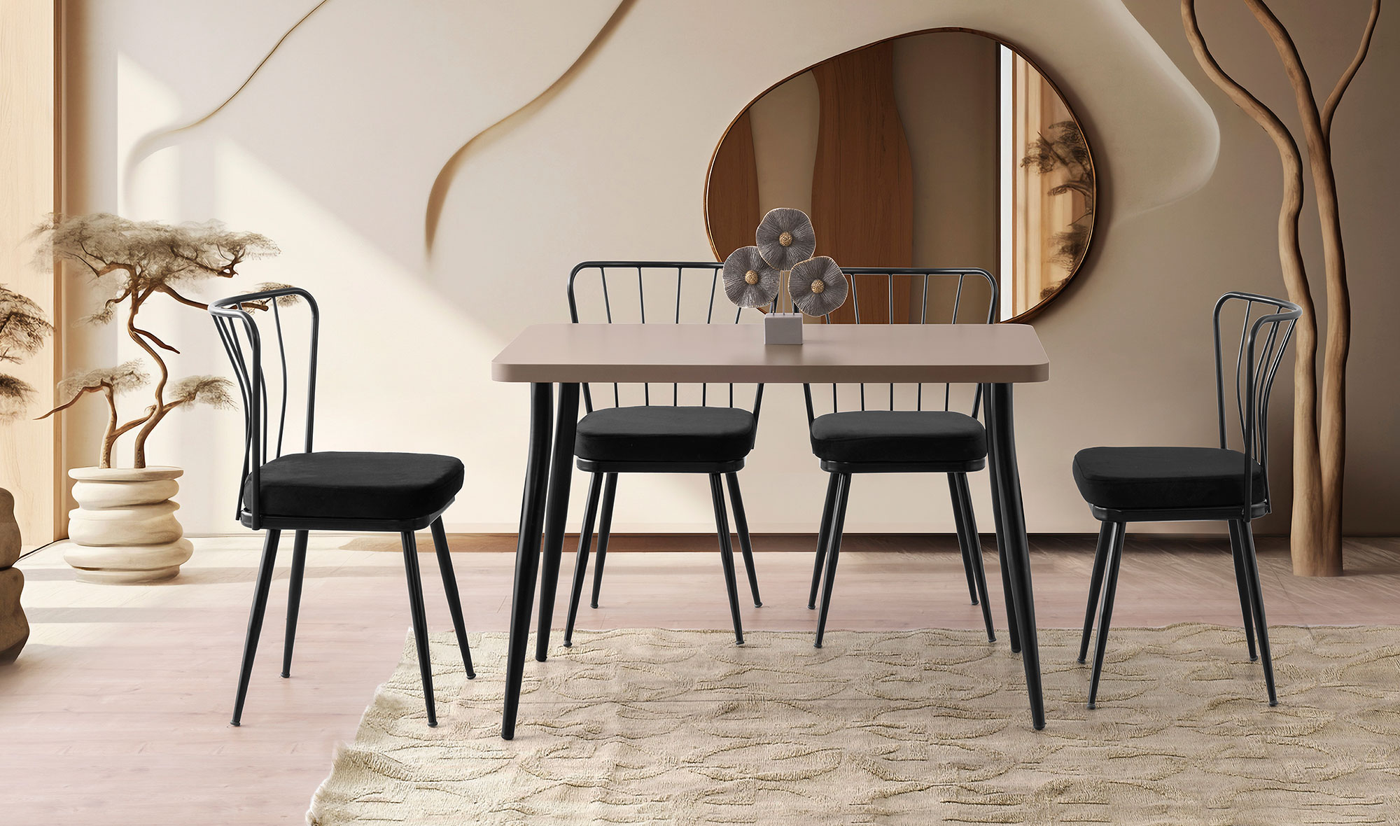 DEFNE MASA, AY SANDALYE, DAFNE, 120x70