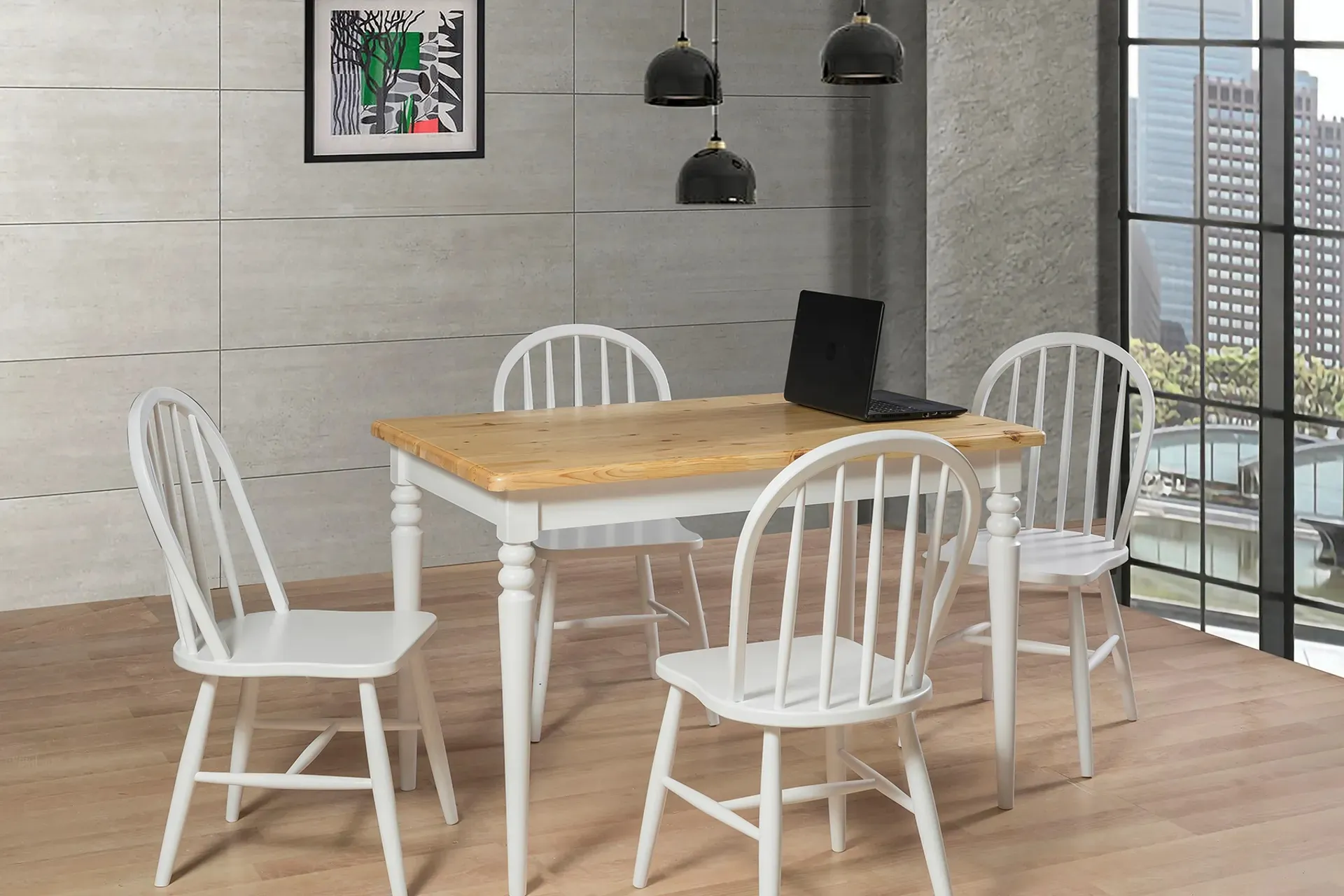 HARPUT MASA, AMERİKAN SANDALYE, MEŞE BEYAZ, 140x80