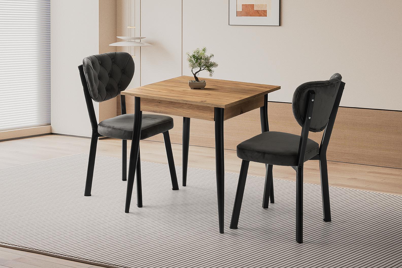 MENDEL MASA VE RİVONE SANDALYE TAKIMI, ATLANTİK ÇAM, 70X70