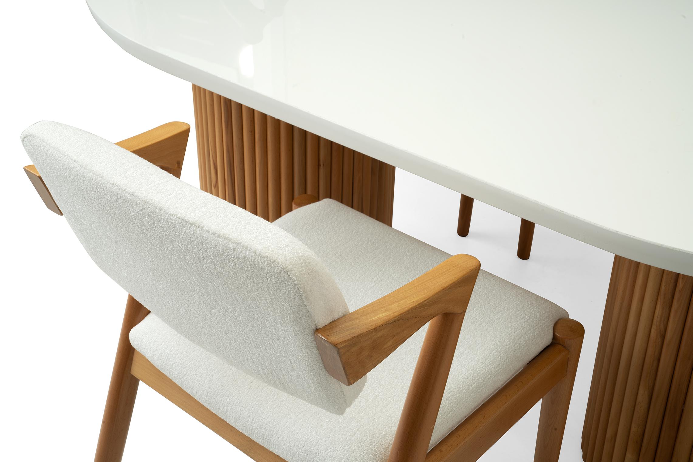 LORA HG MASA, KAR BEYAZ, NATURAL AYAK, 160x90