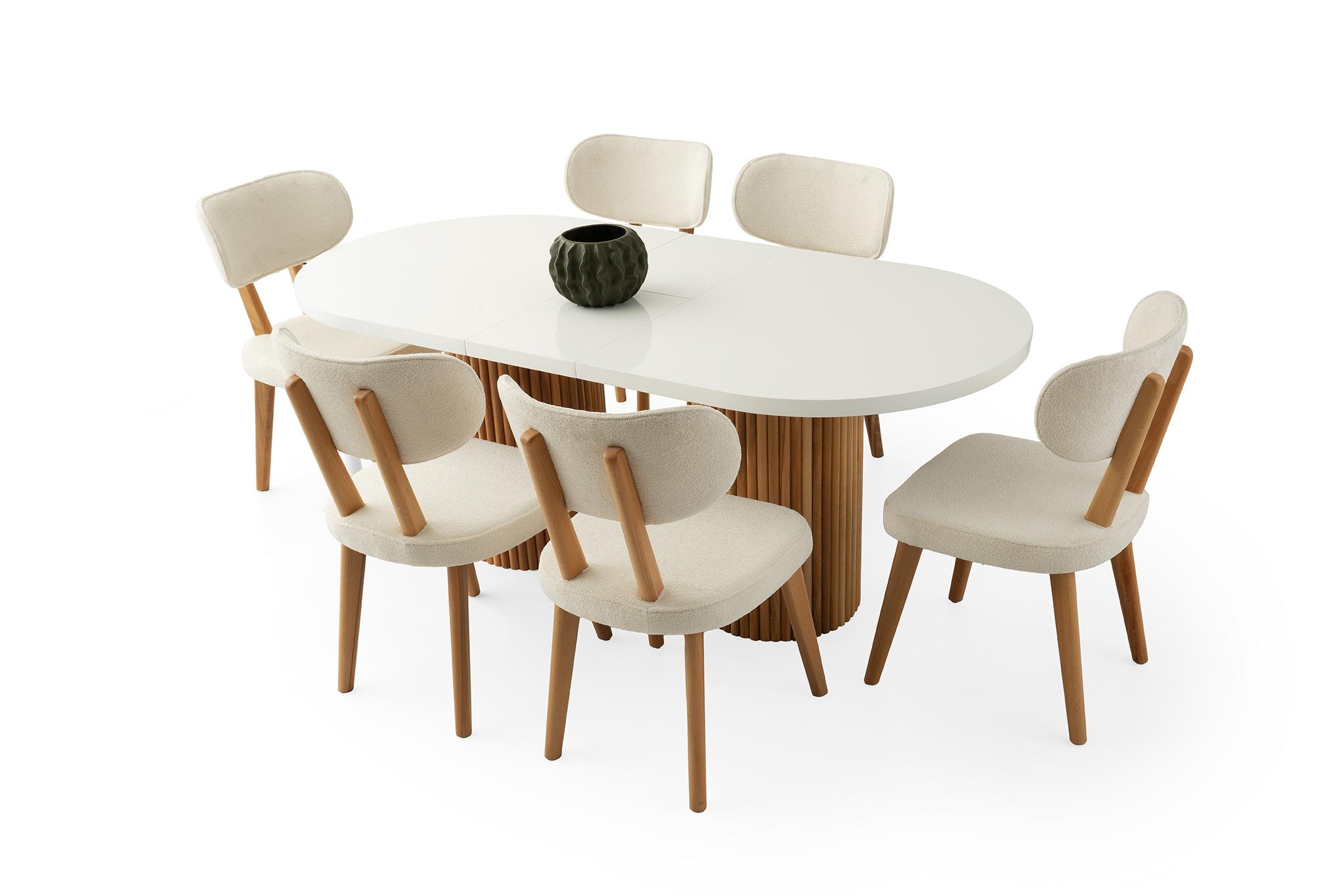 TRUVA MASA, SİRİUS SANDALYE, BEYAZ, 160x90
