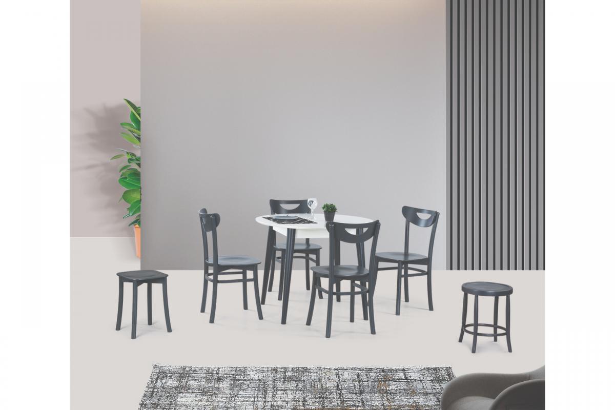 SİENA SABİT MASA, ALMAN SANDALYE , ANTRASİT,90X90