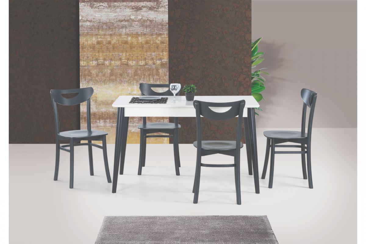 MİLANO MASA, ALMAN SANDALYE, BEYAZ ANTRASİT, 125x80