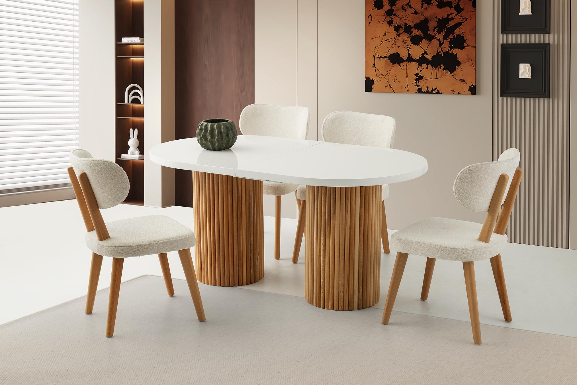 TRUVA MASA, SİRİUS SANDALYE, BEYAZ, 160x90
