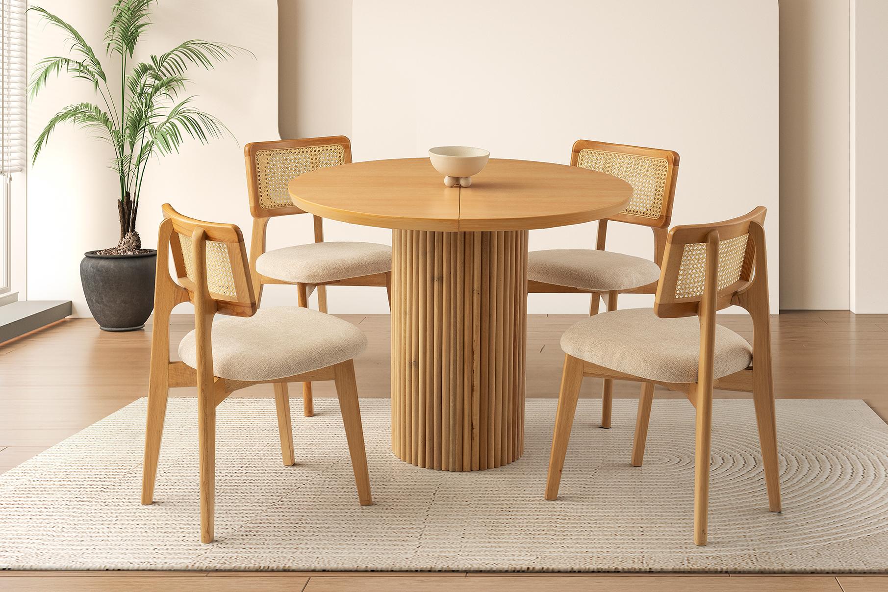 EKSEN AÇILIR MASA, ZİON SANDALYE, NATURAL, 100x100 - Levent