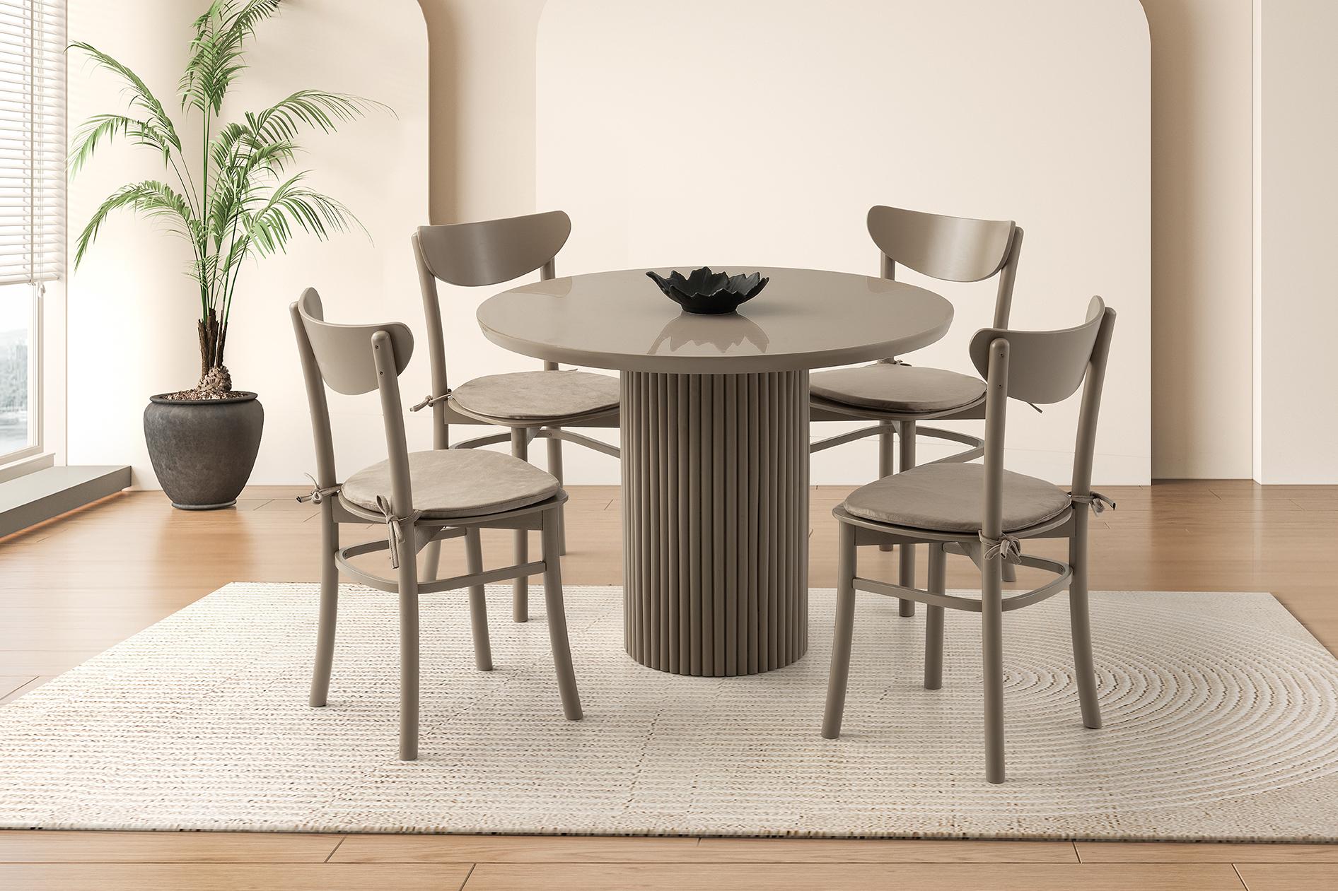 EKSEN MASA, ALMAN SANDALYE, CAPPİCİNO, 100x100