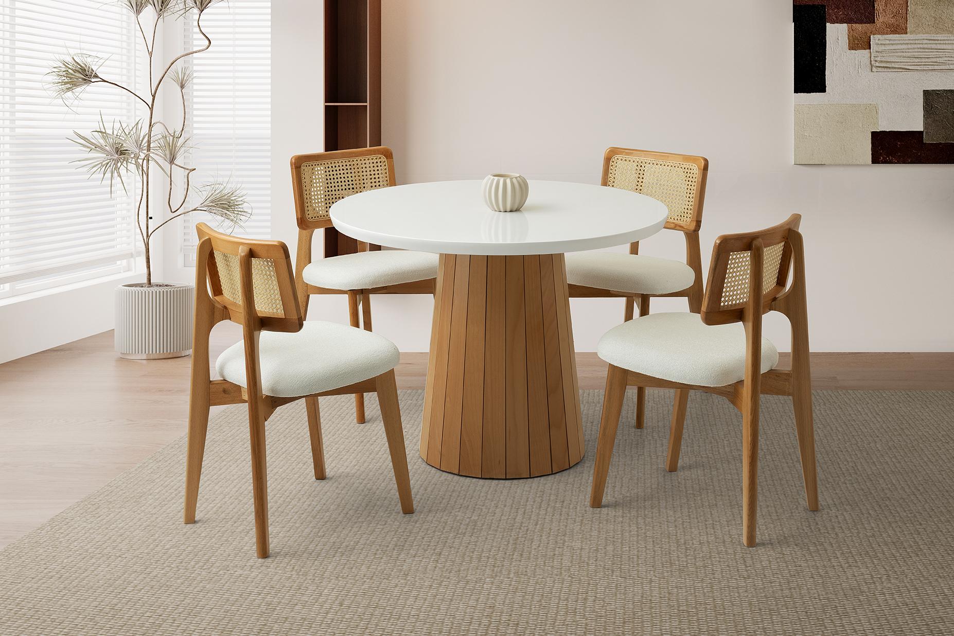 ATİNA MASA, ZİON SANDALYE, KAR BEYAZ, 100x100