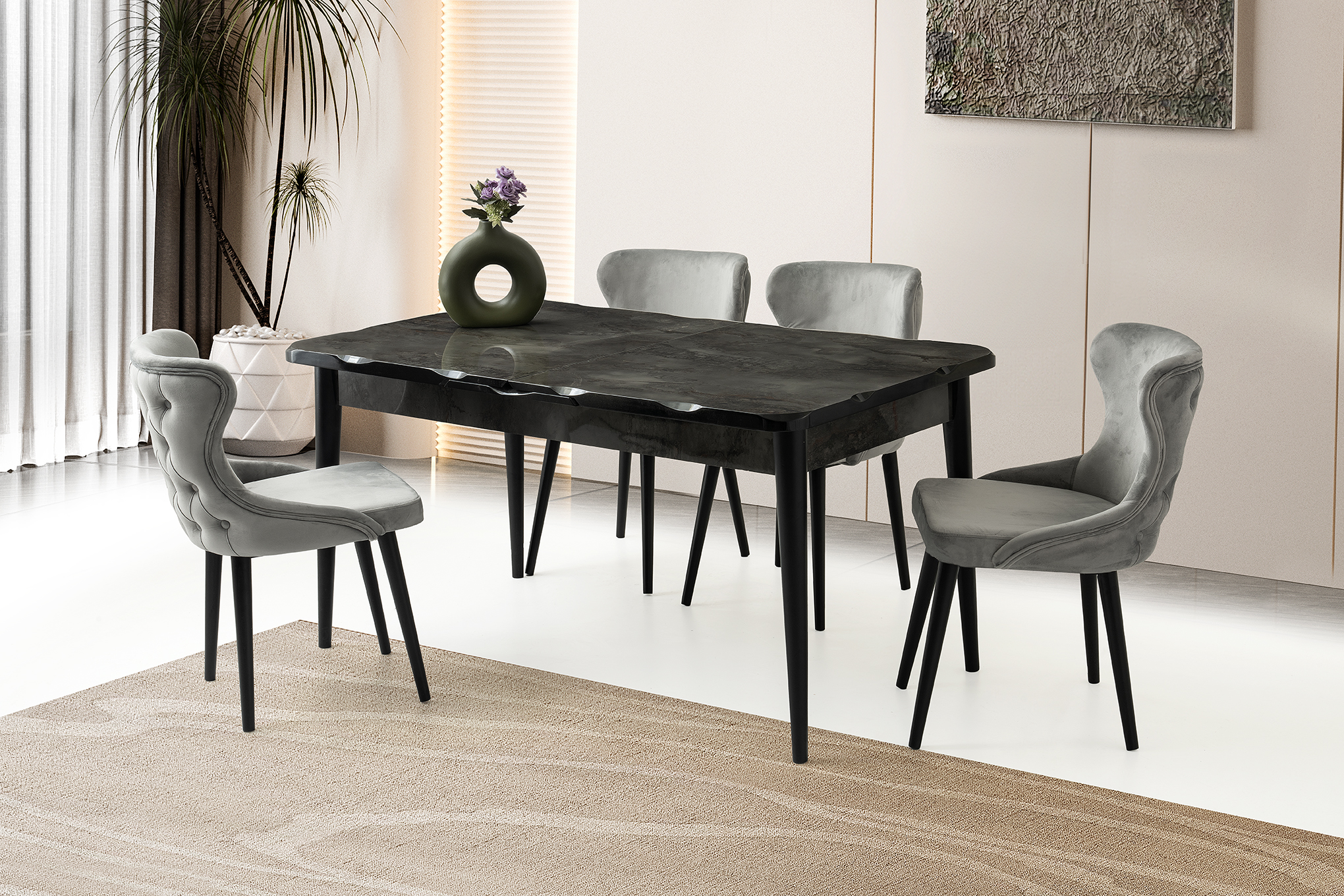 ARGUN HG MASA, İNCİ SANDALYE, İRONY, 160x90