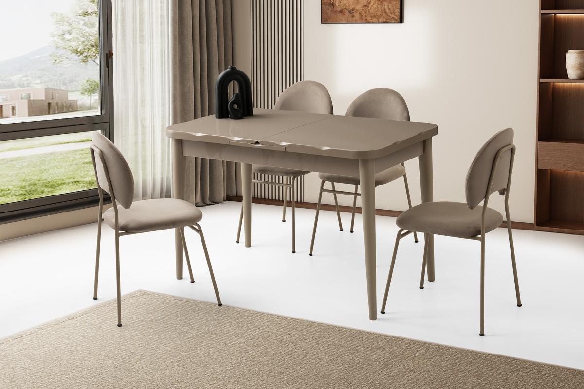 ARGUN HG MASA, NOVA SANDALYE, CAPPİCİNO, 120x70