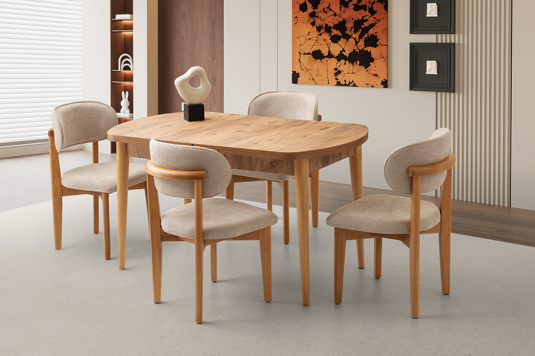 MONO KAŞIKLIKLI MASA, UMAY SANDALYE, DIŞBUDAK, 140x80