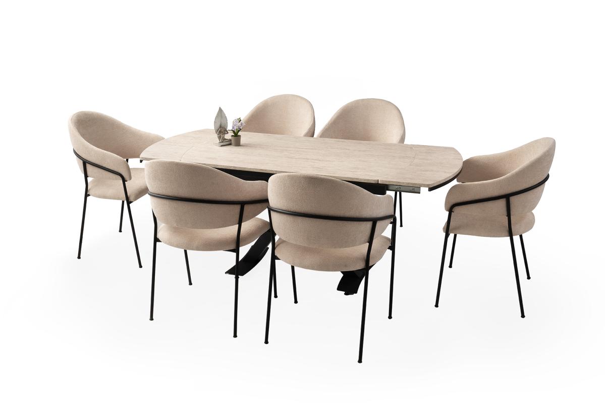 STEEL MASA, KARDELEN SANDALYE, SİDON, 130x80