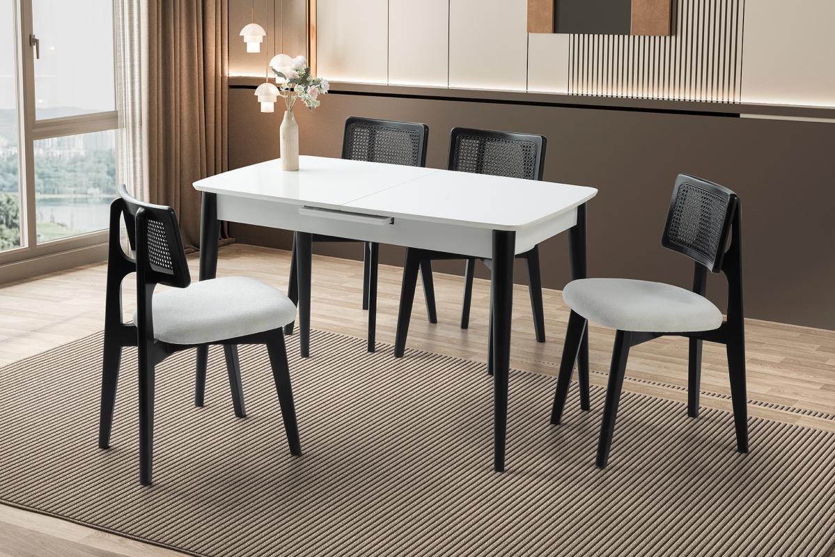 MADRİD MASA, ZİON SANDALYE, BEYAZ, 120x70