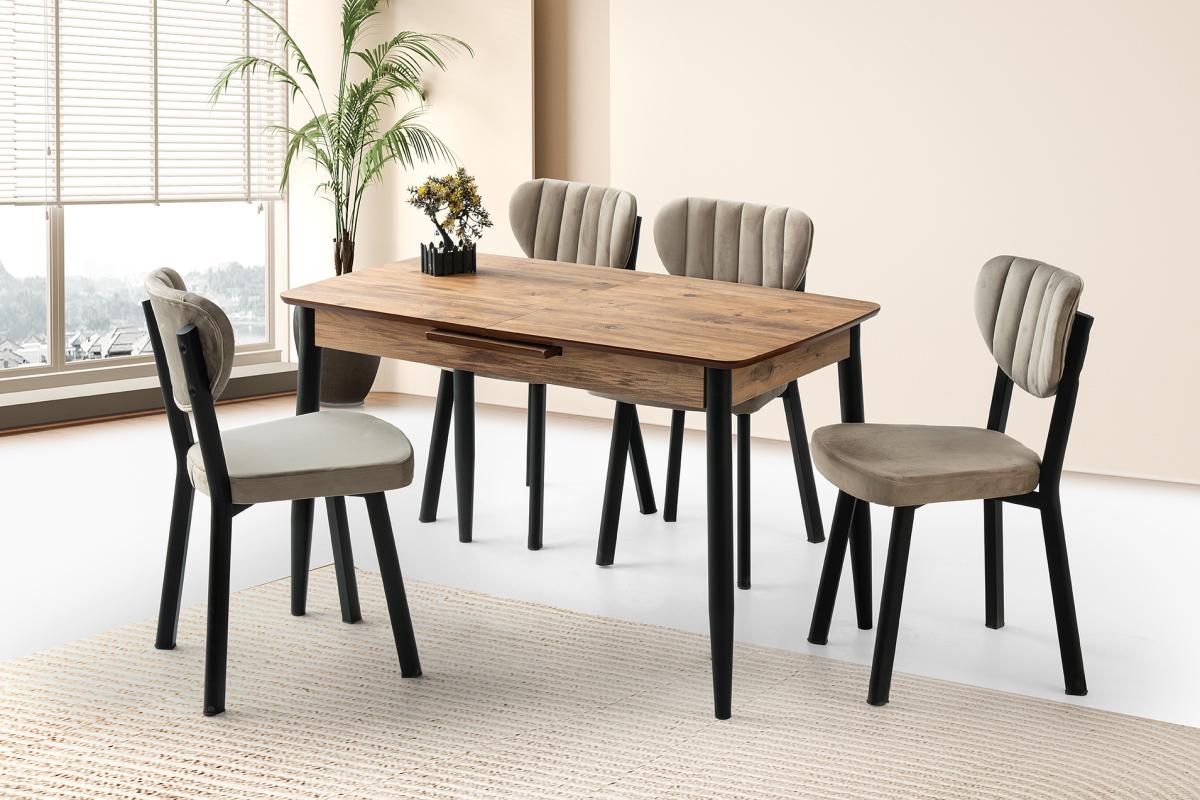 MADRİD MASA, ÇAKIL SANDALYE, DIŞBUDAK, 120x70