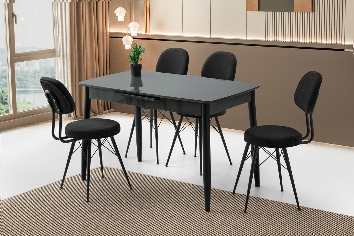 MADRİD HG MASA, EYFEL SANDALYE, KOYU GRİ, 120x70