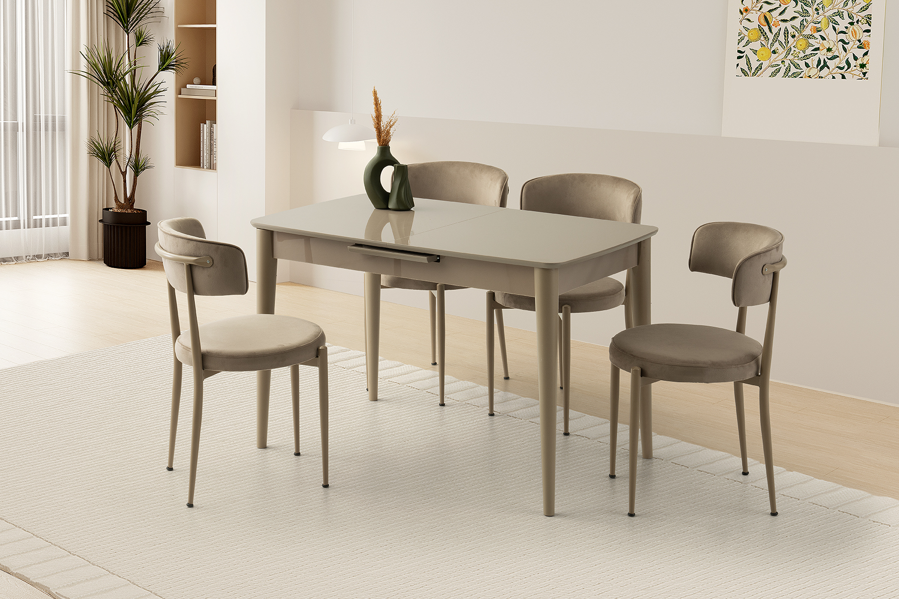 MADRİD HG MASA, ARMONİ SANDALYE, CAPPİCİNO, 120x70