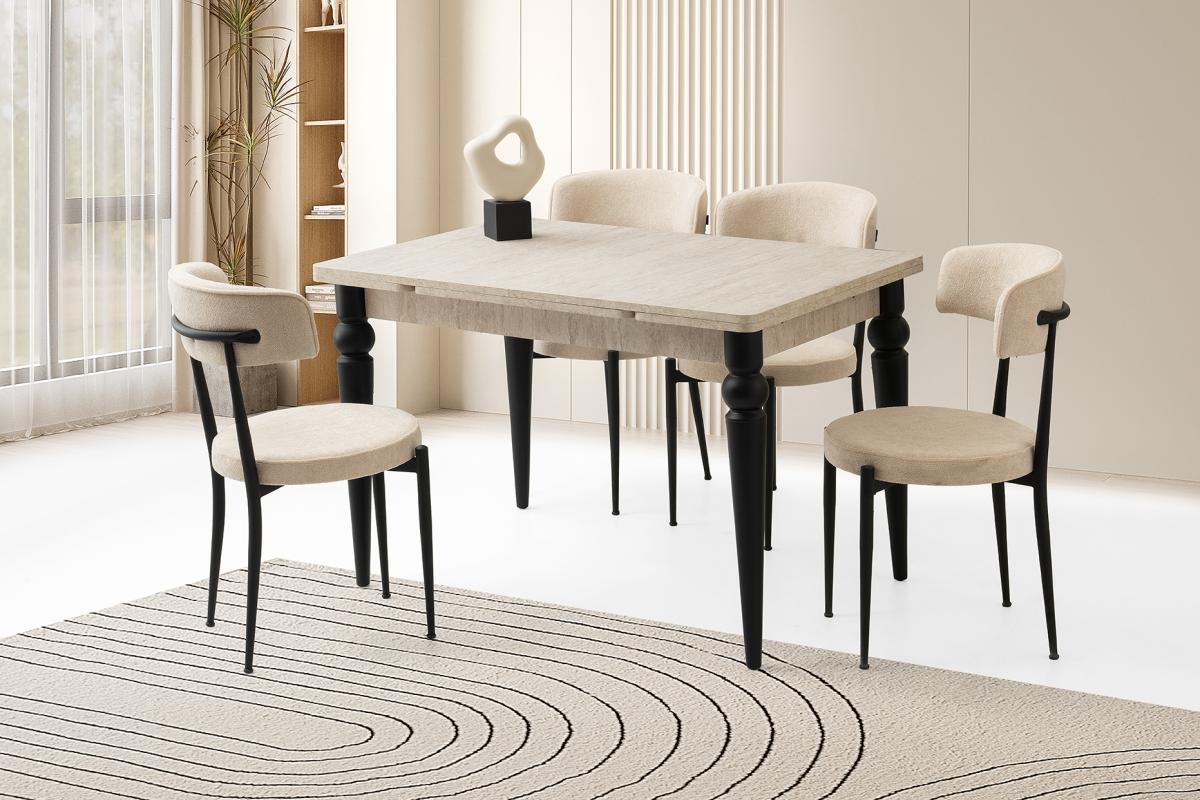 ROYAL TORNA AYAK MASA, ARMONİ SANDALYE, SİDON, 120x80