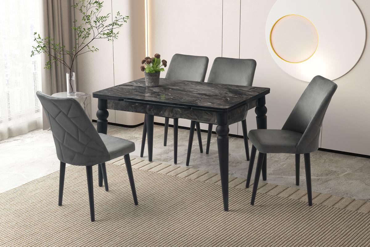 ROYAL TORNA AYAK MASA, SİENA SANDALYE, SİYAH, 120x80