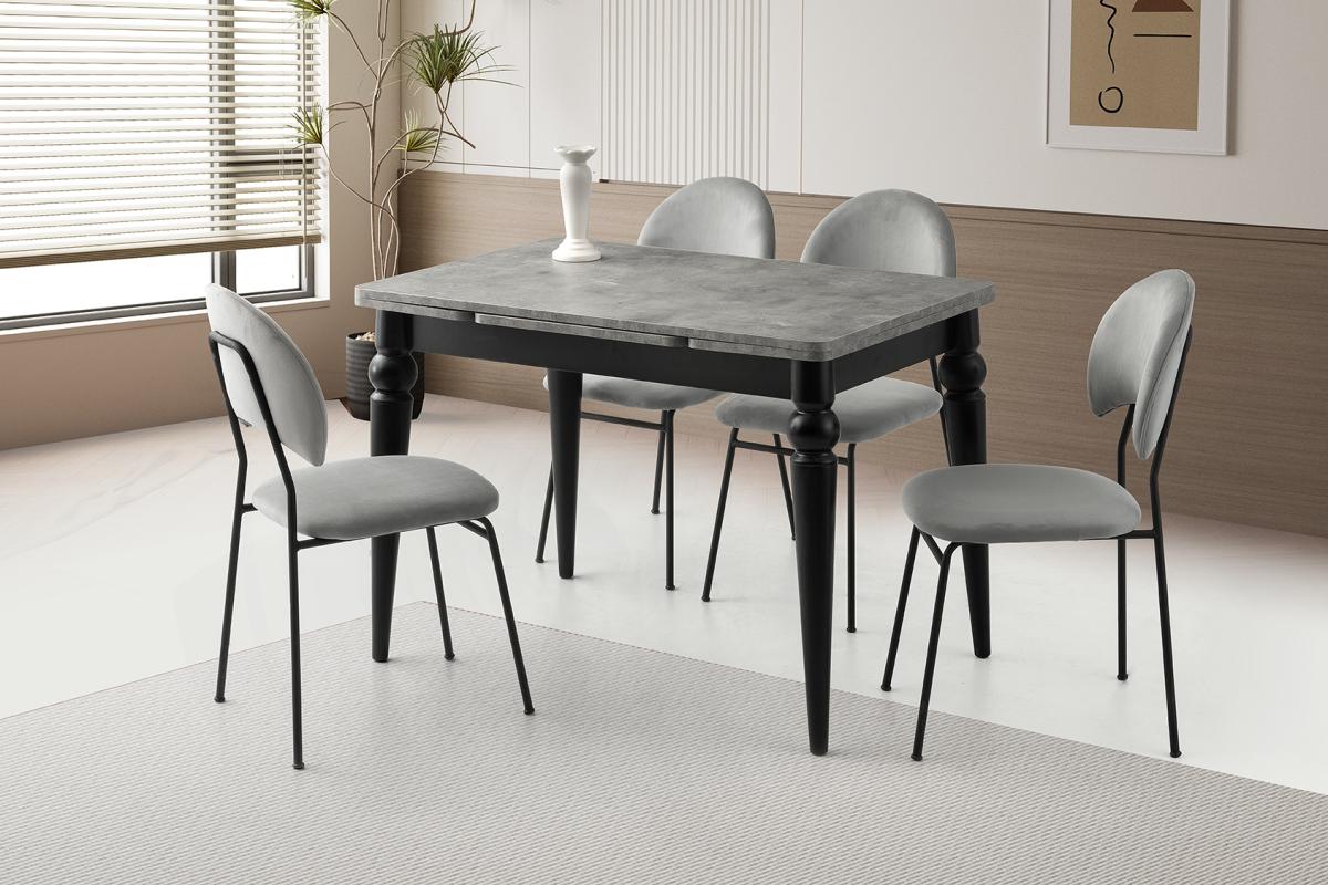 ROYAL TORNA AYAK MASA, CLARUS SANDALYE, RETRO GÜMÜŞ, 110x70