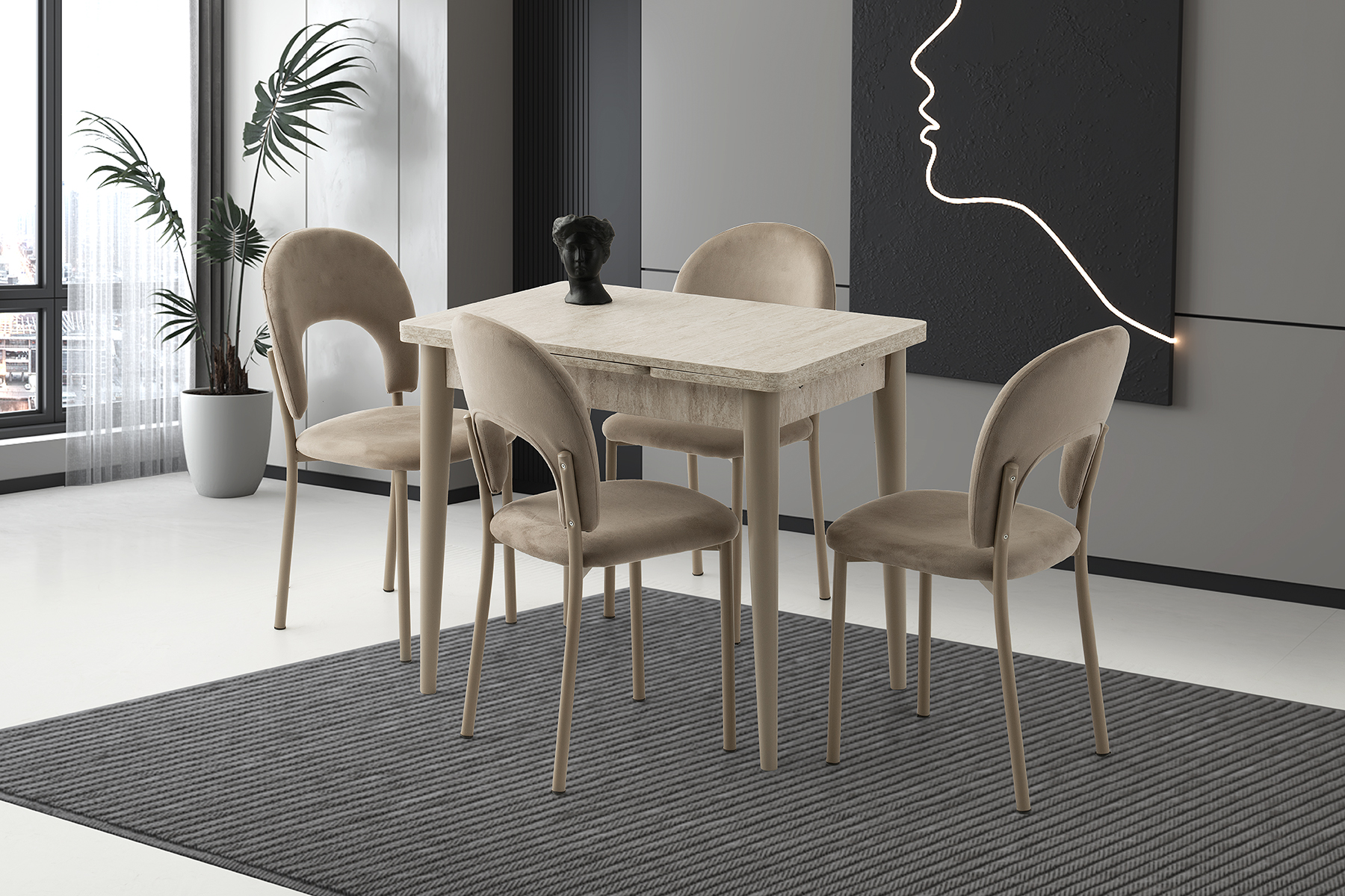 ROYAL RETRO AYAK MASA, NOVA SANDALYE, SİDON, 90x60