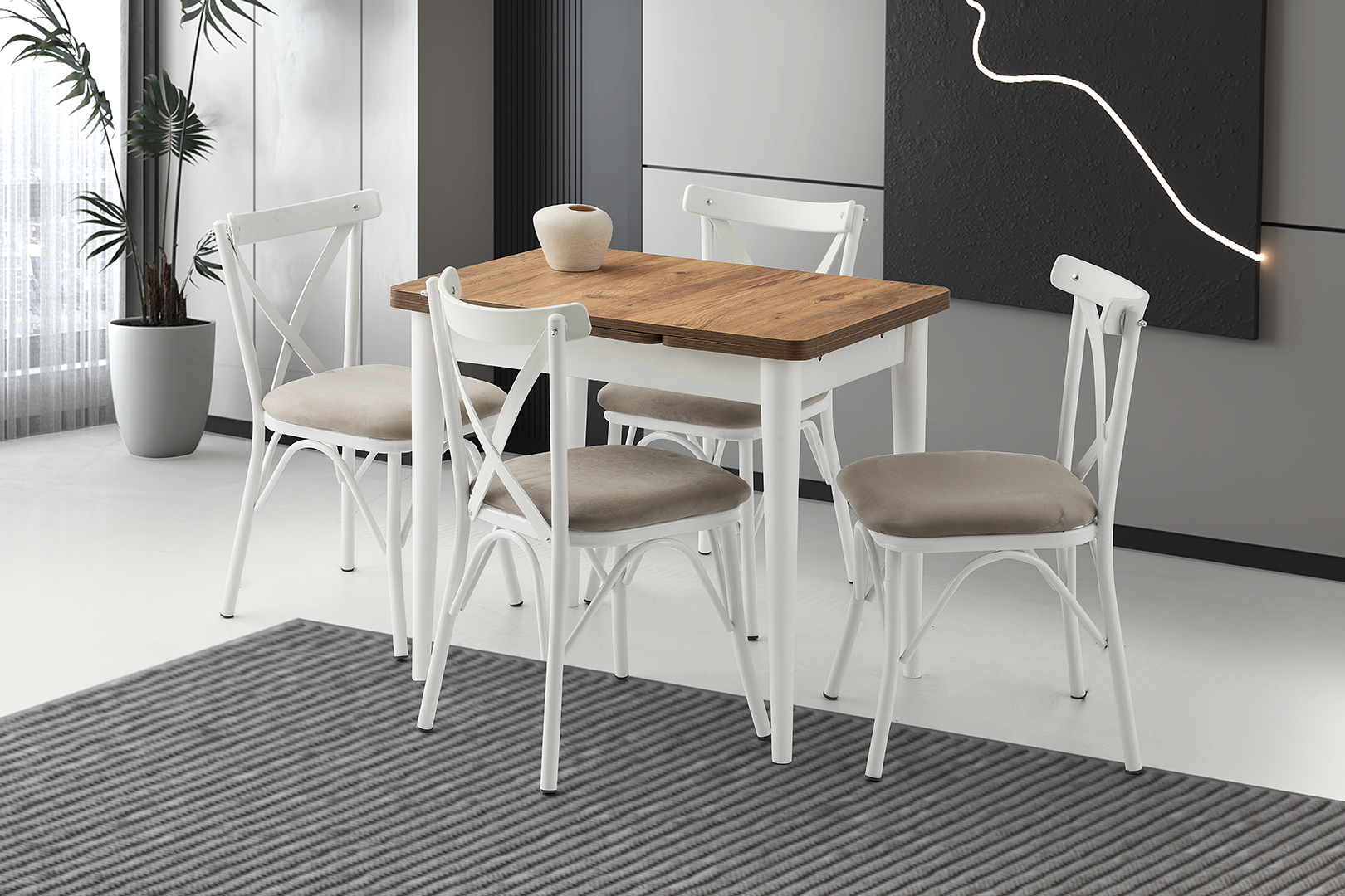 ROYAL RETRO AYAK MASA, BAHAR ÇAPRAZ SANDALYE, DIŞBUDAK, 90x60