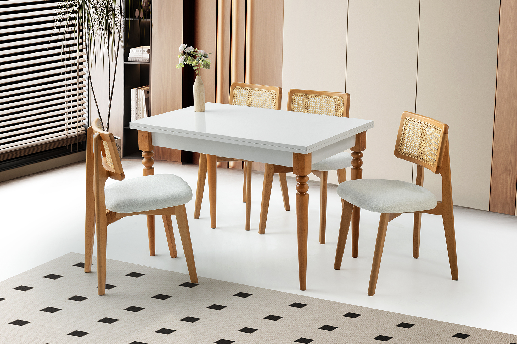 SANDOR MASA, ZİON SANDALYE, BEYAZ, 110x70