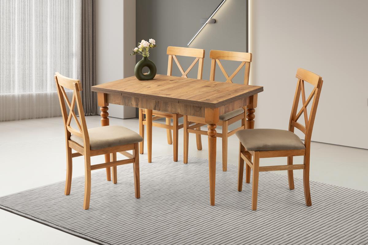 SANDOR MASA, ÇAPRAZ DÖŞEMELİ SANDALYE, DIŞBUDAK, 110x70