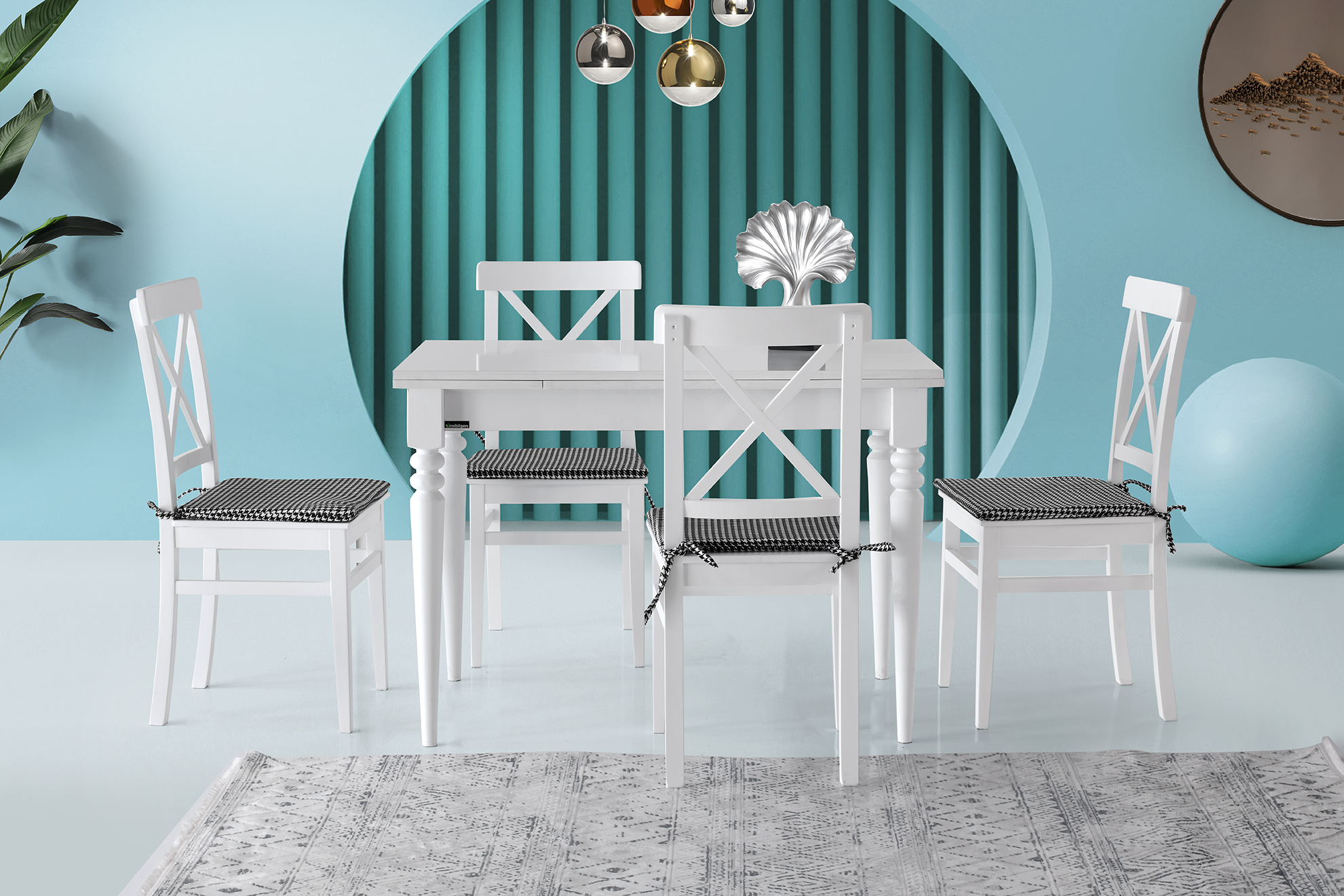 SANDOR MASA, ÇAPRAZ DÖŞEMELİ SANDALYE, BEYAZ, 110x70