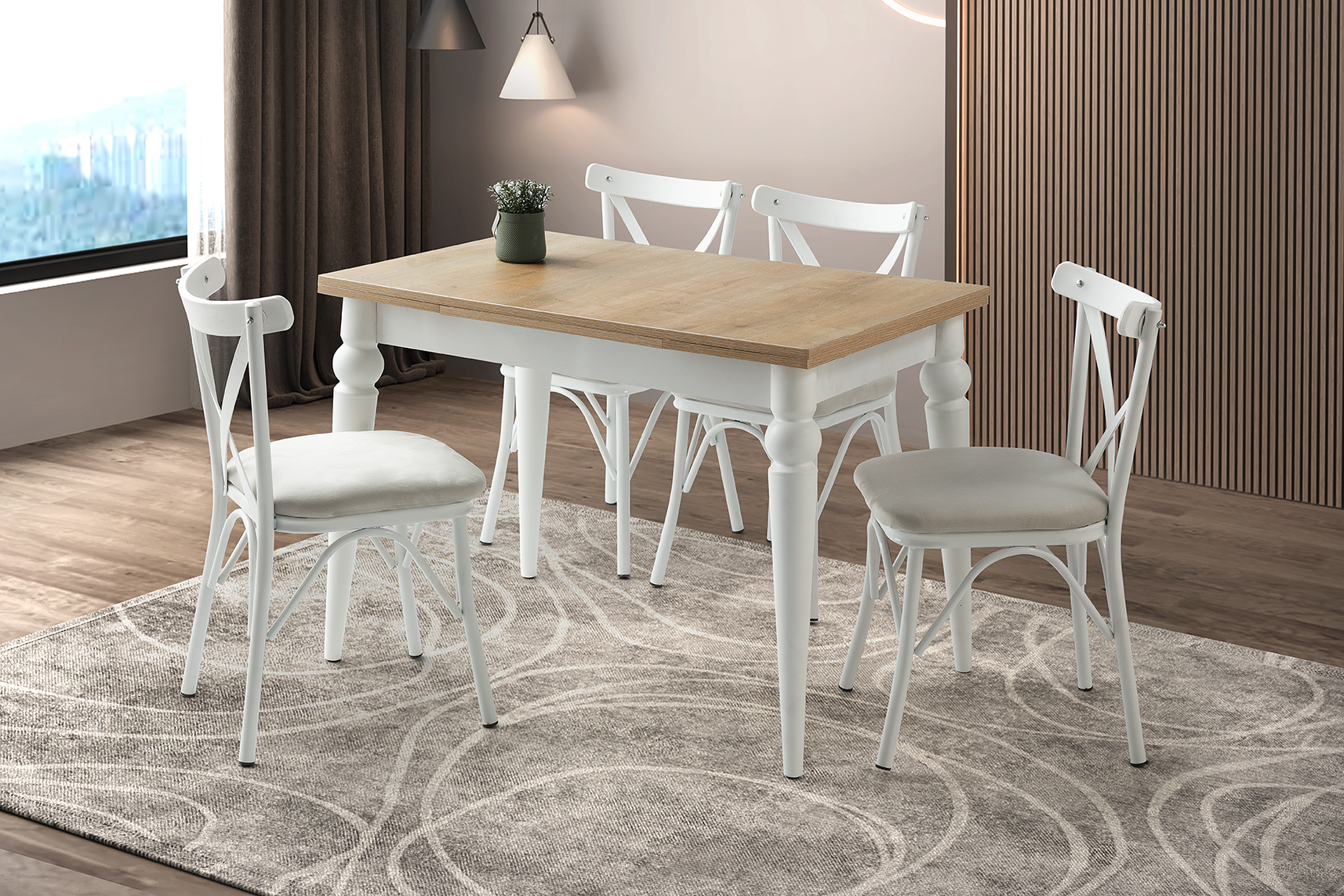 SALİVA MASA, BAHAR ÇARPAZ SANDALYE, DIŞBUDAK, 110x70